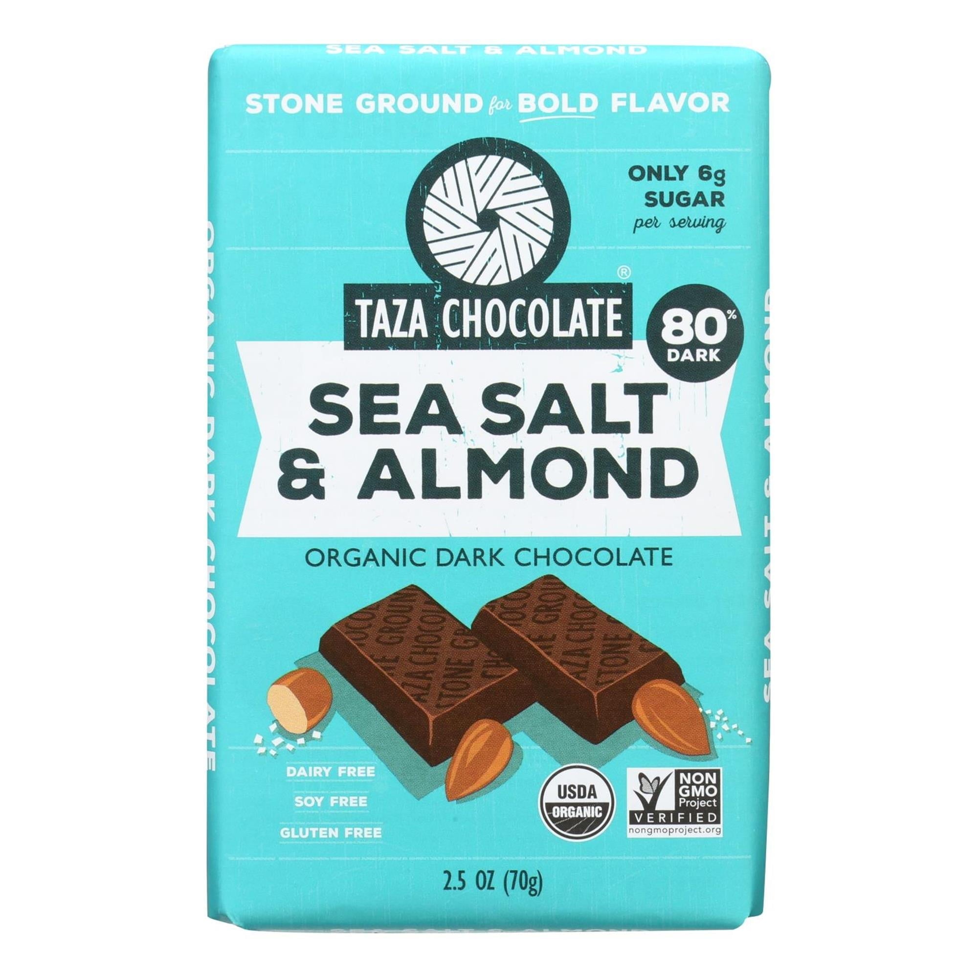Taza Chocolate 80% Dark Sea Salt & Almond 2.5 Oz