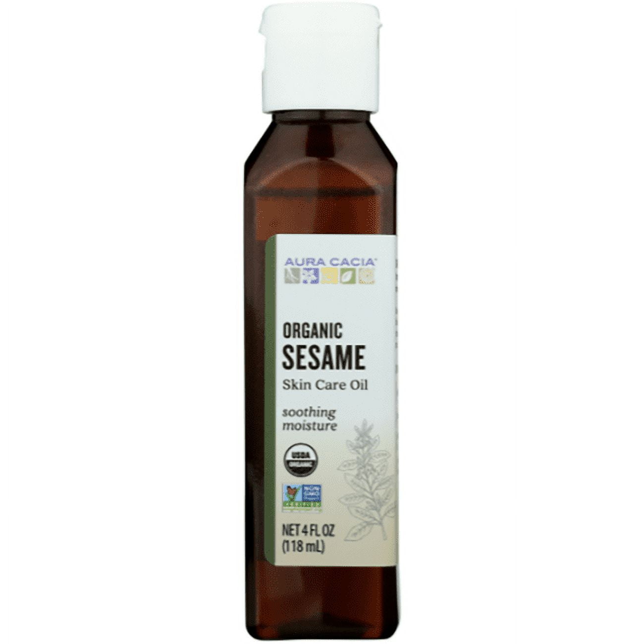 Aura Cacia Organic Sesame Skin Care Oil 4 oz Bottle