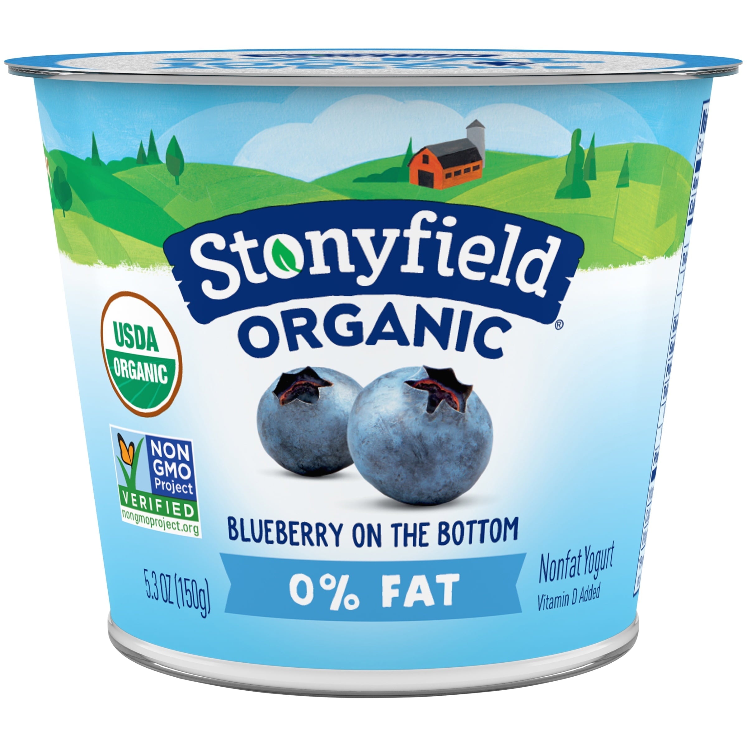 Stonyfield Organic Yogurt with Blueberry On The Bottom 5.3 Oz Cup