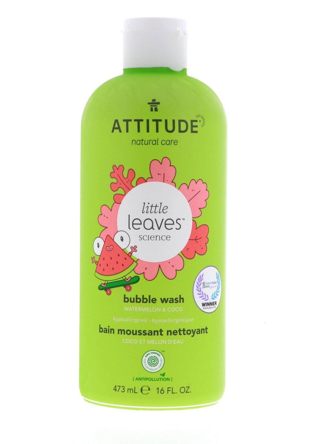 Attitude Little Leaves Watermelon & Coco Hypoallergenic & Natural Bubble Wash Bottle