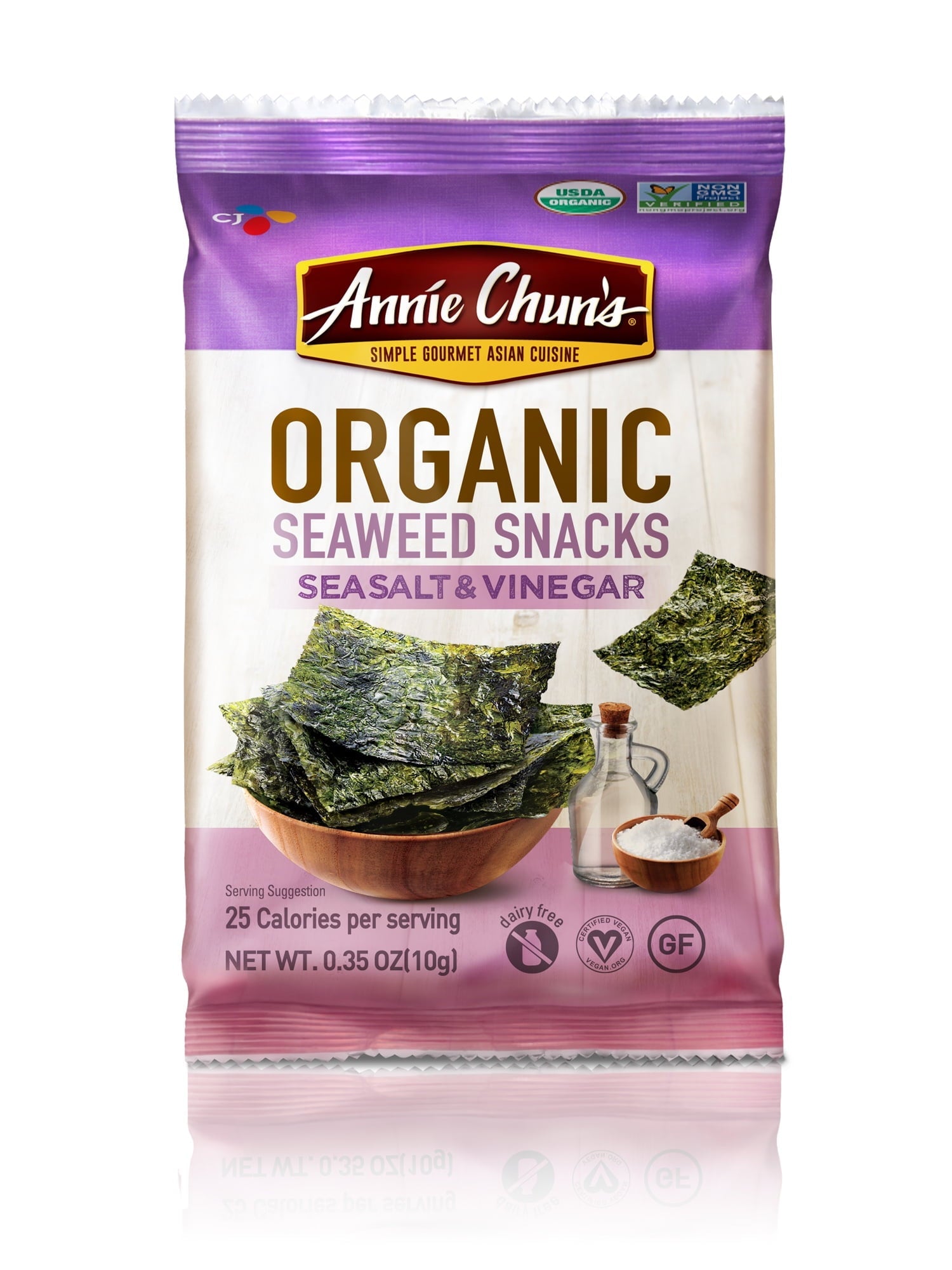 Annie Chun's Seaweed Snack - Sea Salt And Vinegar - 0.35 oz Bag