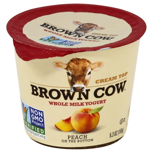 Brown Cow West Cream Top Whole Milk Yogurt with Peach On The Bottom 5.3 Oz Cup