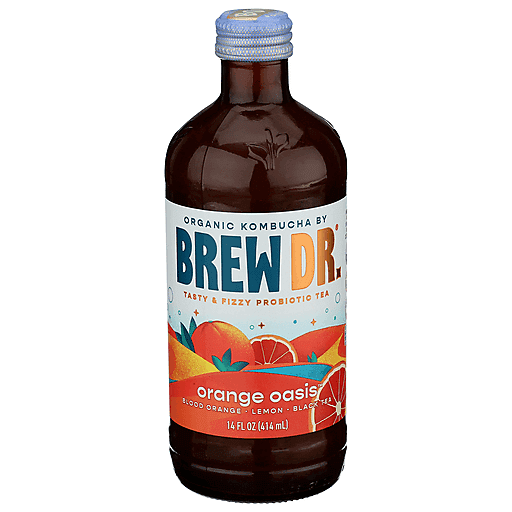 Brew Dr Organic Orange Oasis Kombucha 14 oz Bottle