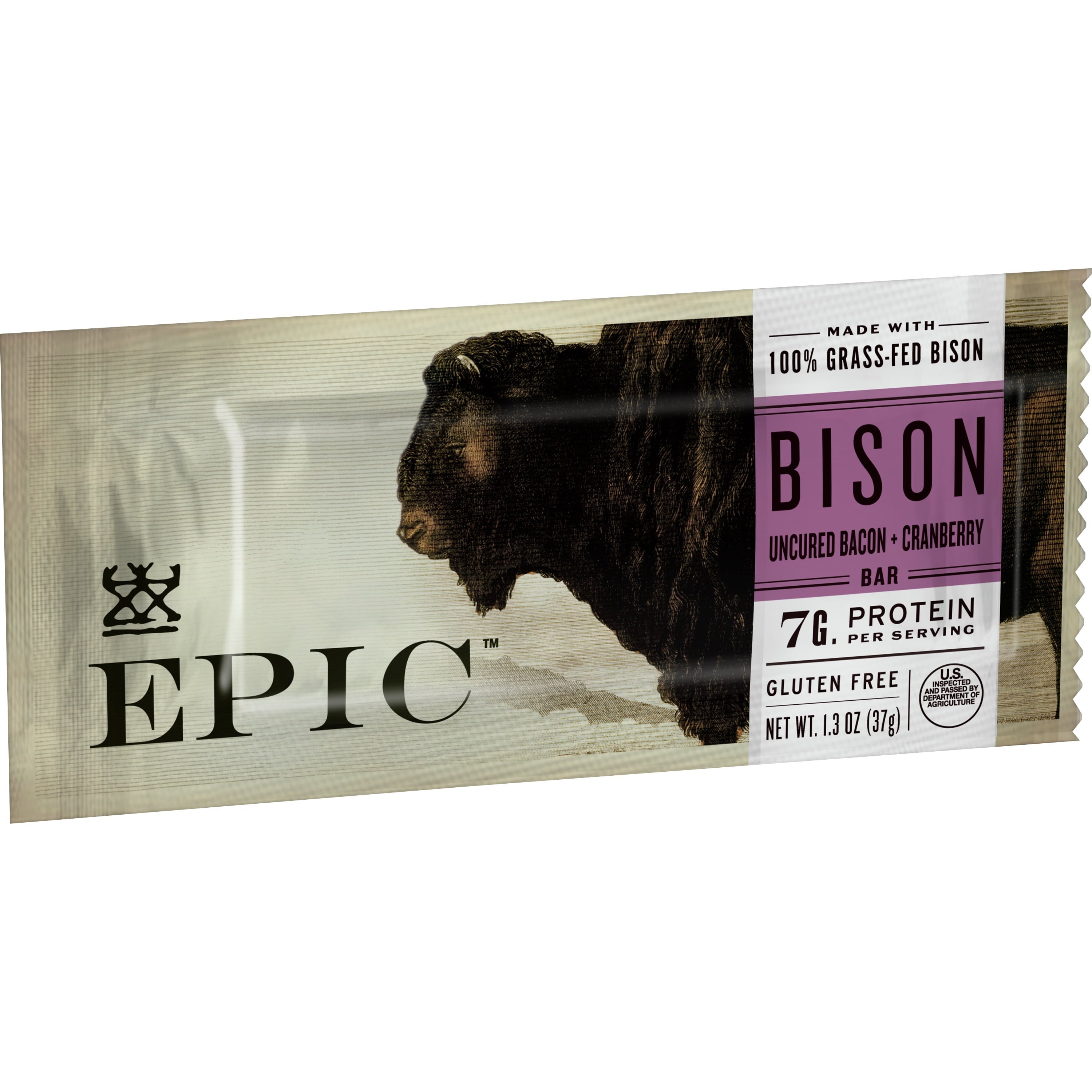 Epic Grass-Fed Bison Uncured Bacon & Cranberry Bison 1.3 Oz Bar