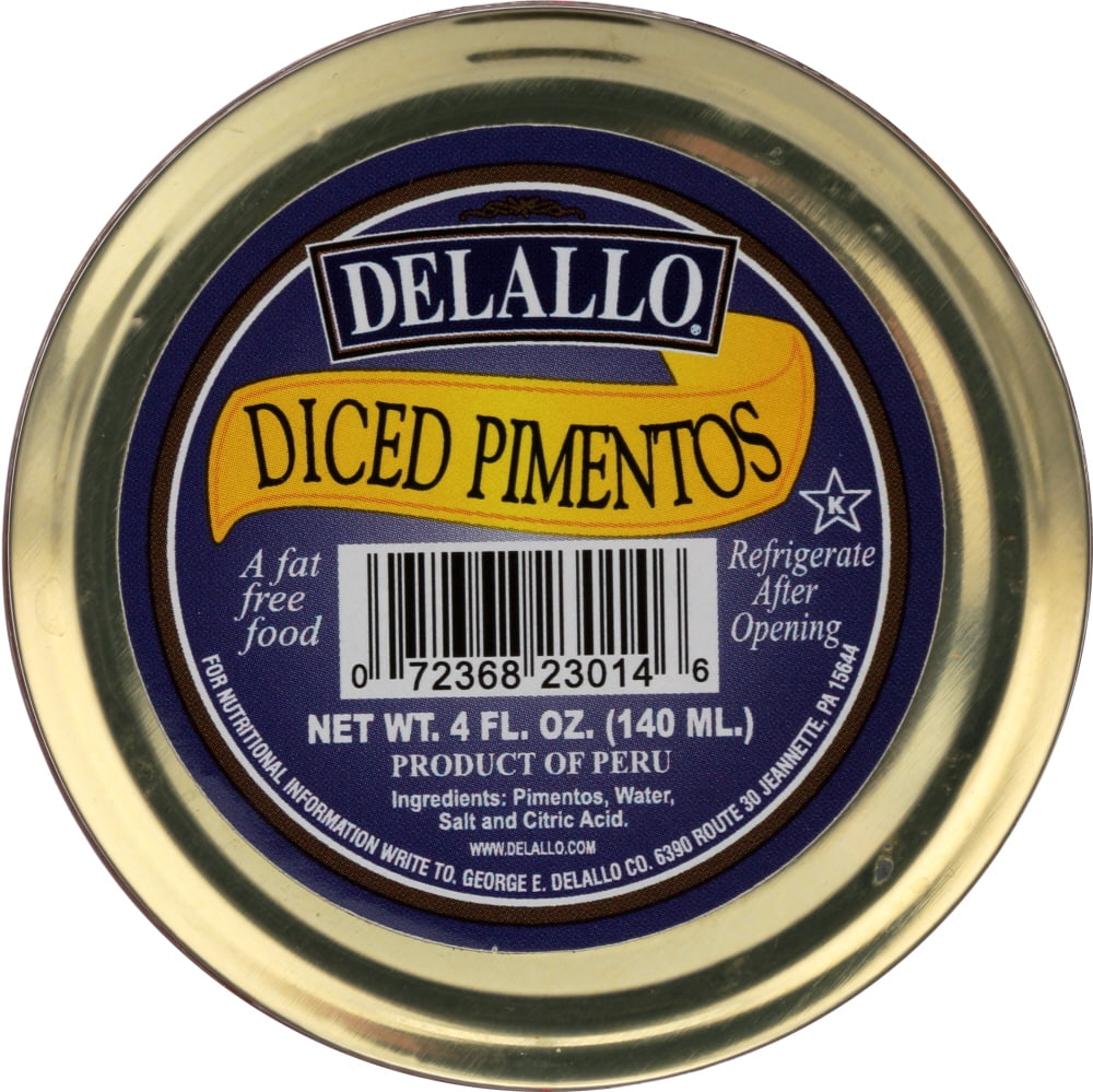 Delallo Diced Pimentos 4 Oz Jar