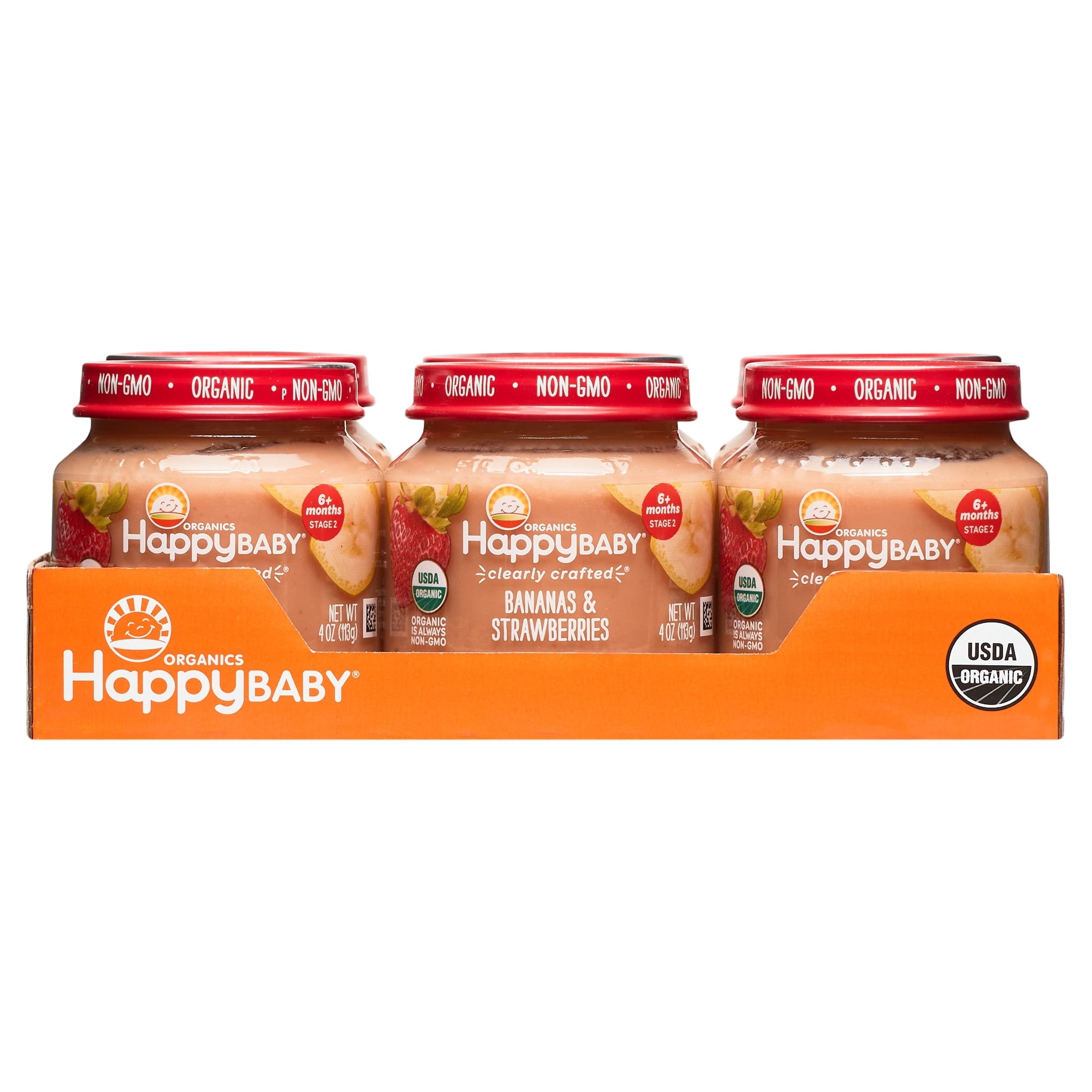 Happy Baby Stage 2 Banana Strawberry Clearly Crafted Baby Food 4 oz Jar
