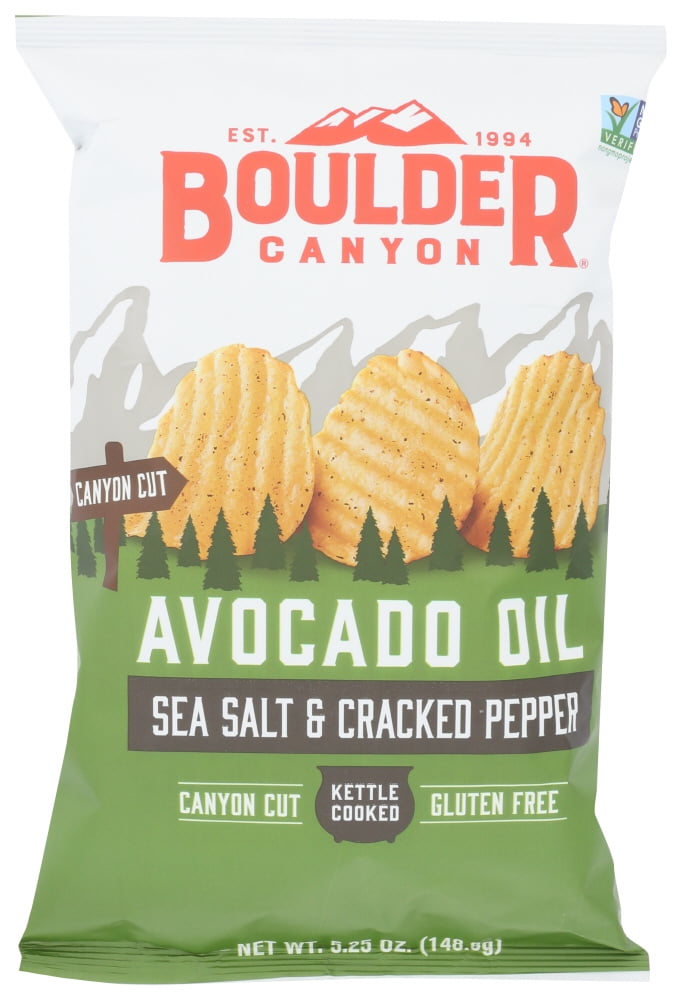 Boulder Canyon Natural Foods Avocado Oil Canyon Cut Potato Chips Sea Salt & Cracked Pepper 5.25 oz Bag