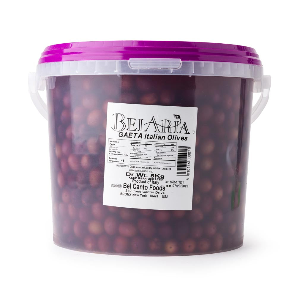 Wholesale BelAria Italian Gaeta Olives 5 kg Tub-1ct Case Bulk