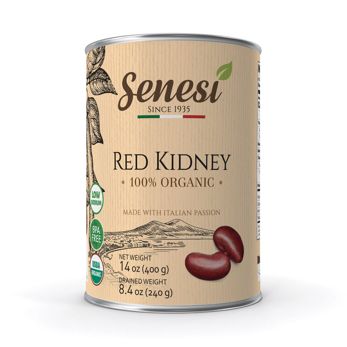 Senesi Organic Red Kidney Bean Cans 14.10 OZ