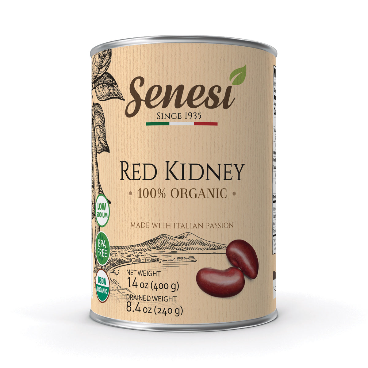 Wholesale Senesi Organic Red Kidney Bean Cans 14.10 OZ- Bulk