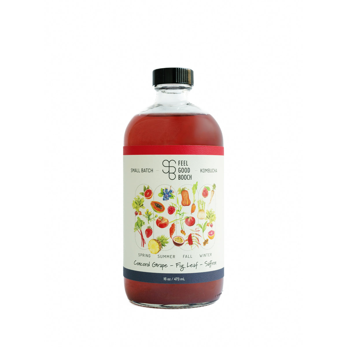 Wholesale Feel Good Booch Concord Grape, Fig Leaf, Saffron Kombucha 16 OZ-12ct Case Bulk