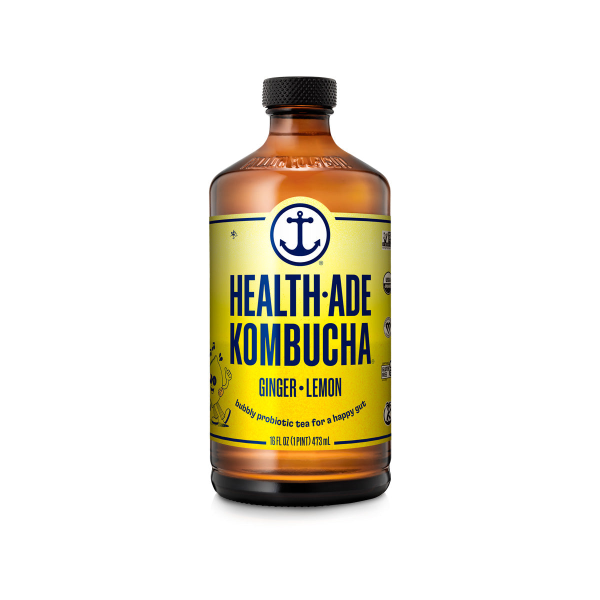 Wholesale Health-Ade Organic Ginger Lemon Kombucha 16 OZ-12ct Case Bulk