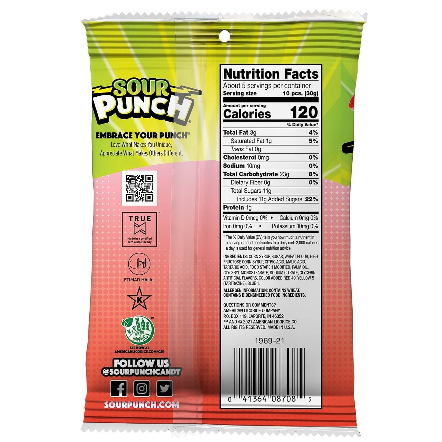 Wholesale Sour Punch Bites® Rad Red Candy Flavors 5 oz Hanging Bag- Bulk