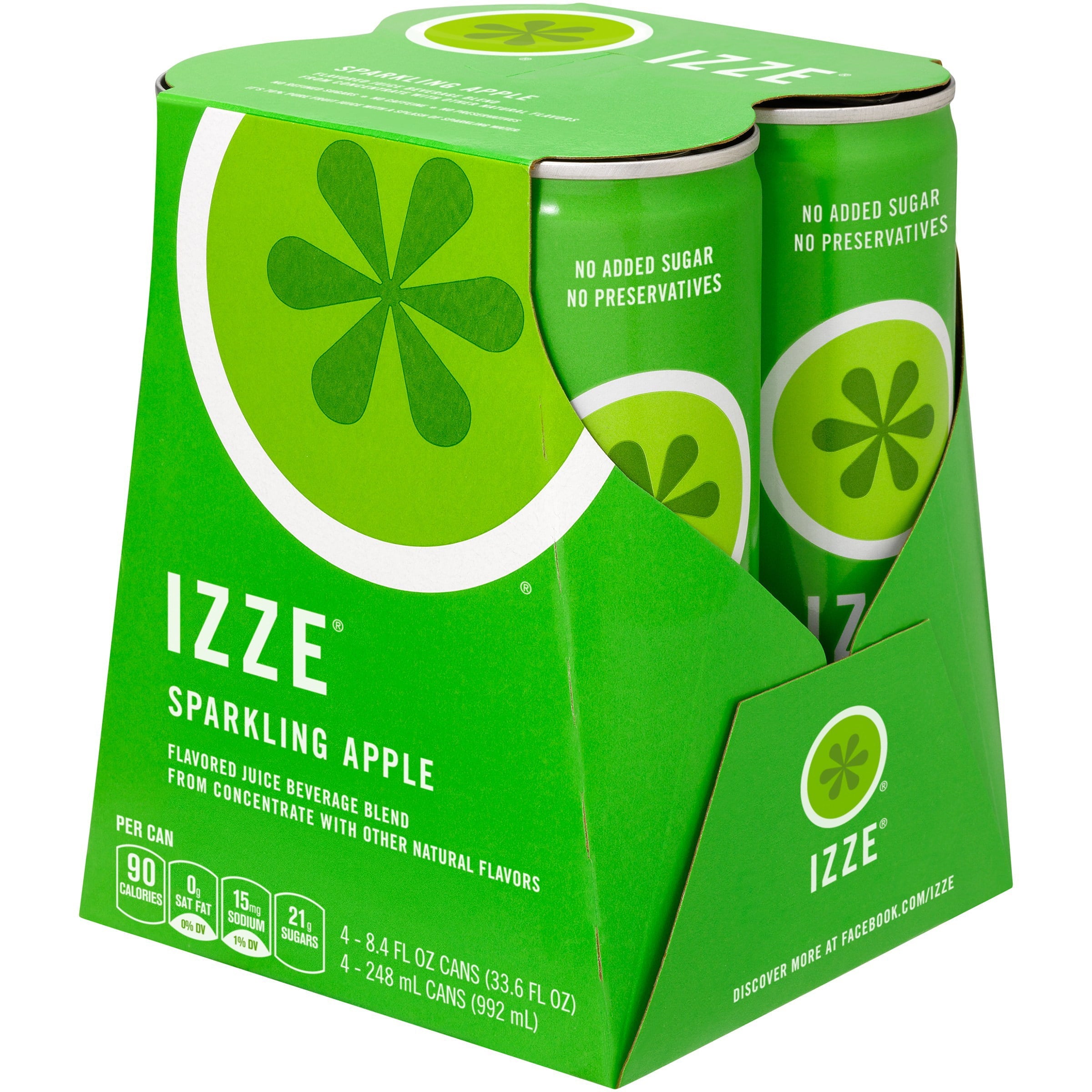 Izze Beverage Sparkling Apple Juice 8.4 Fl Oz Can Pack of 4