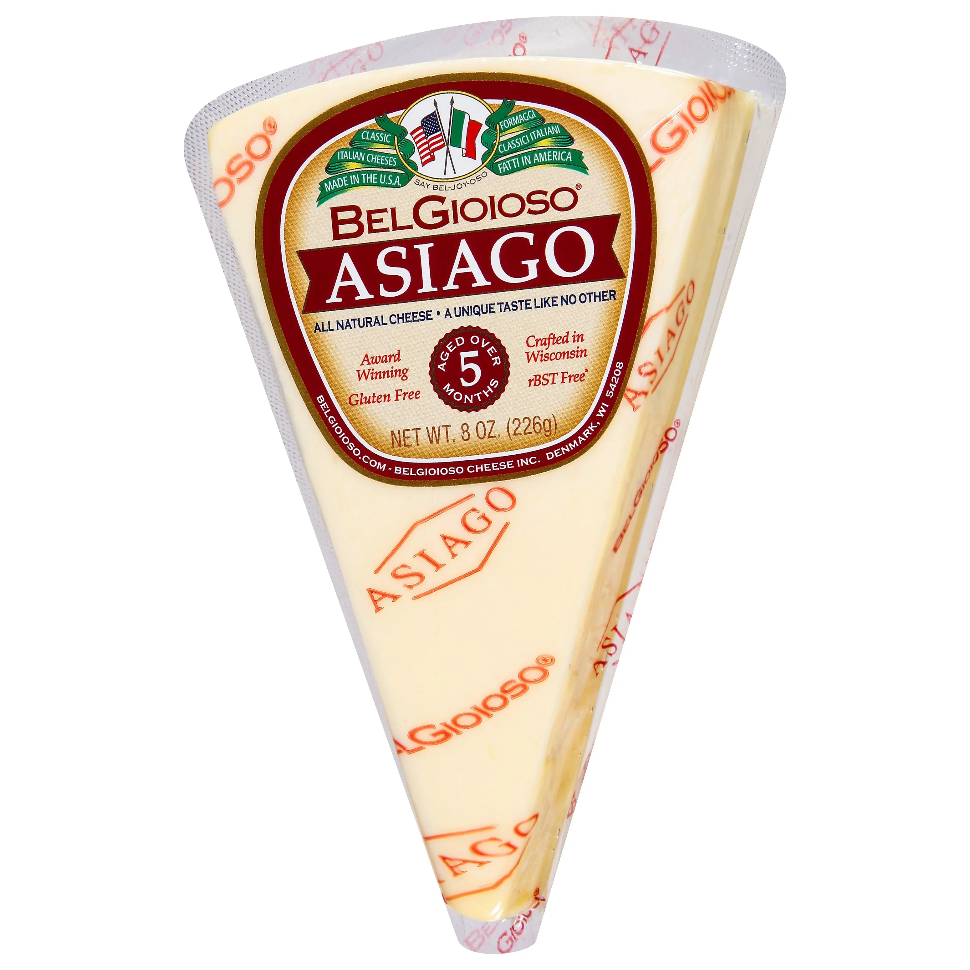 BelGioioso Asiago Cheese Wedge 8 oz 12ct