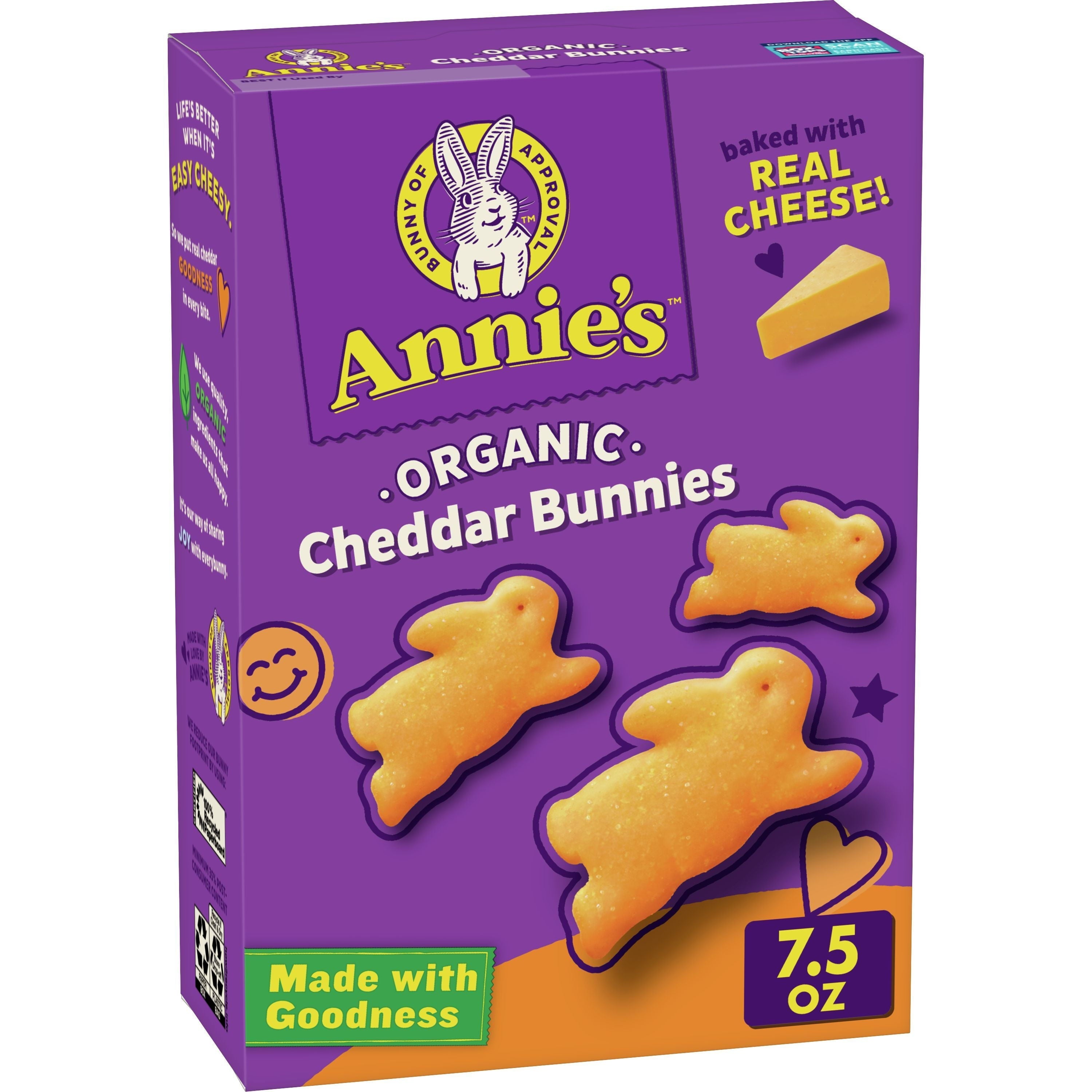 Annie's Homegrown Organic Cheddar Bunnies Baked Snack Crackers 7.5 Oz Box