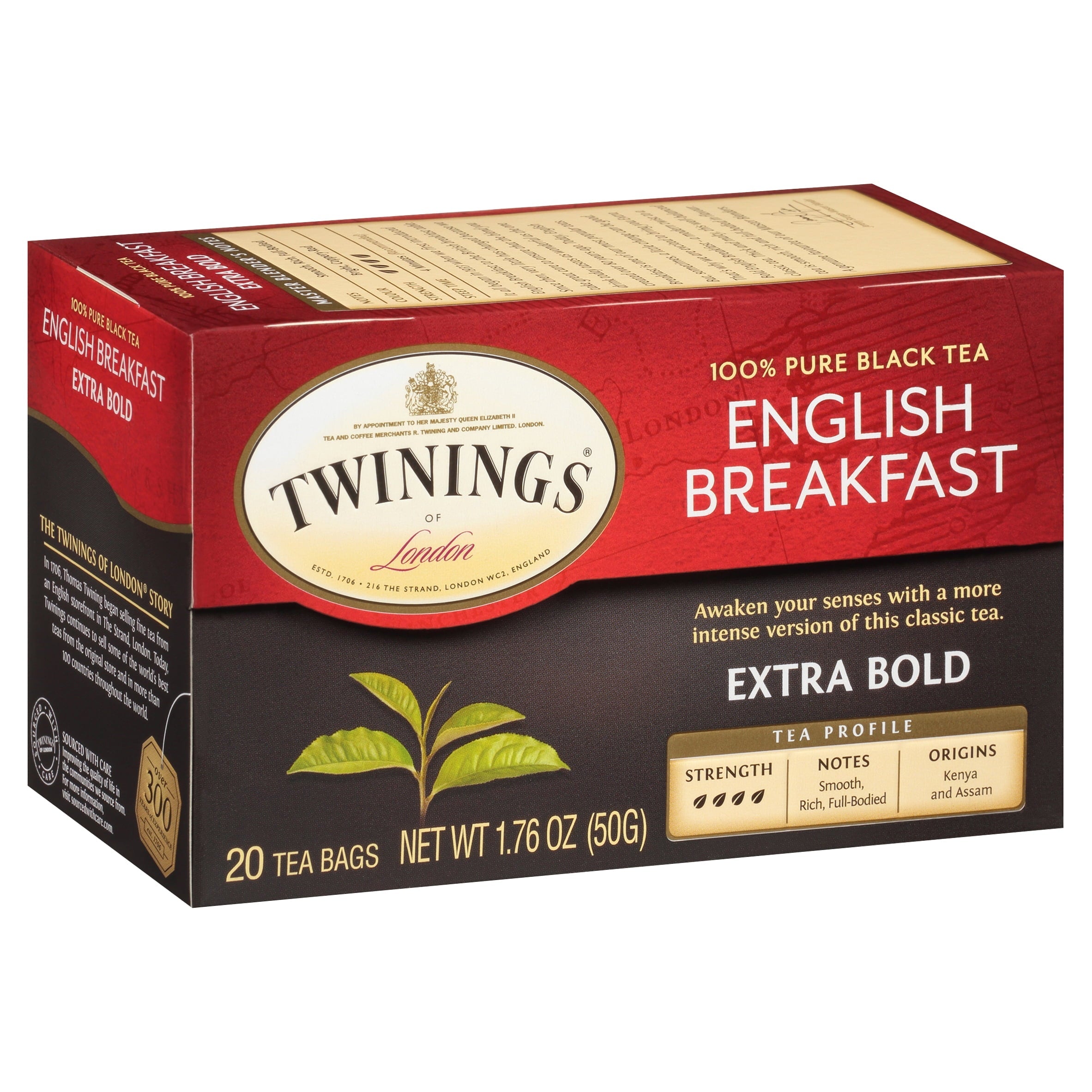 Twinings of London Extra Bold Black Tea Bags 1.76 OZ