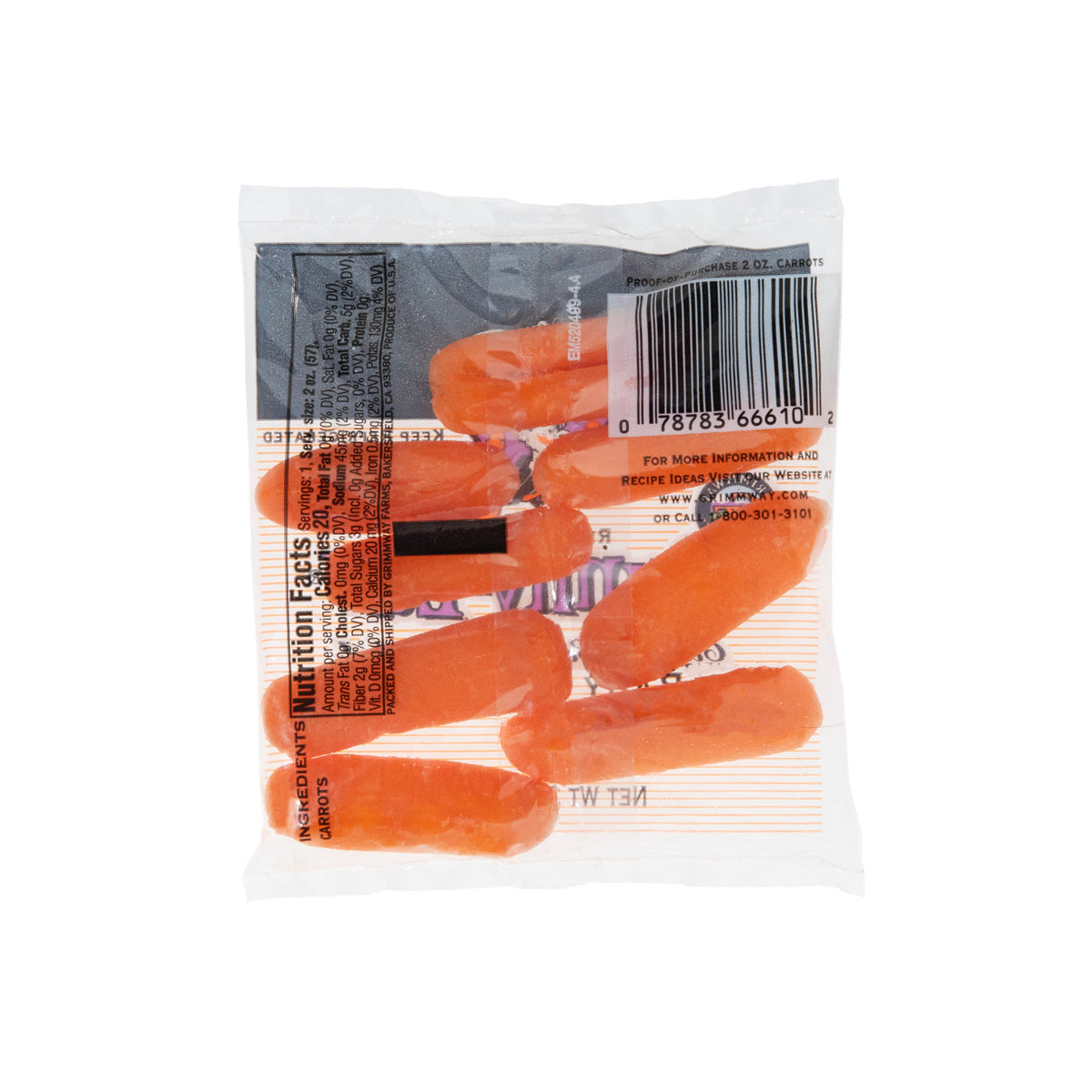 Wholesale BoxNCase Snack Pack Baby Peeled Carrots 2 OZ-100ct Case Bulk