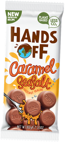 Wholesale Hands Off My Chocolate: Delicious Vegan Chocolate Bar with Caramel, Sea Salt, and Hazelnut Praline 3.5 OZ- Bulk