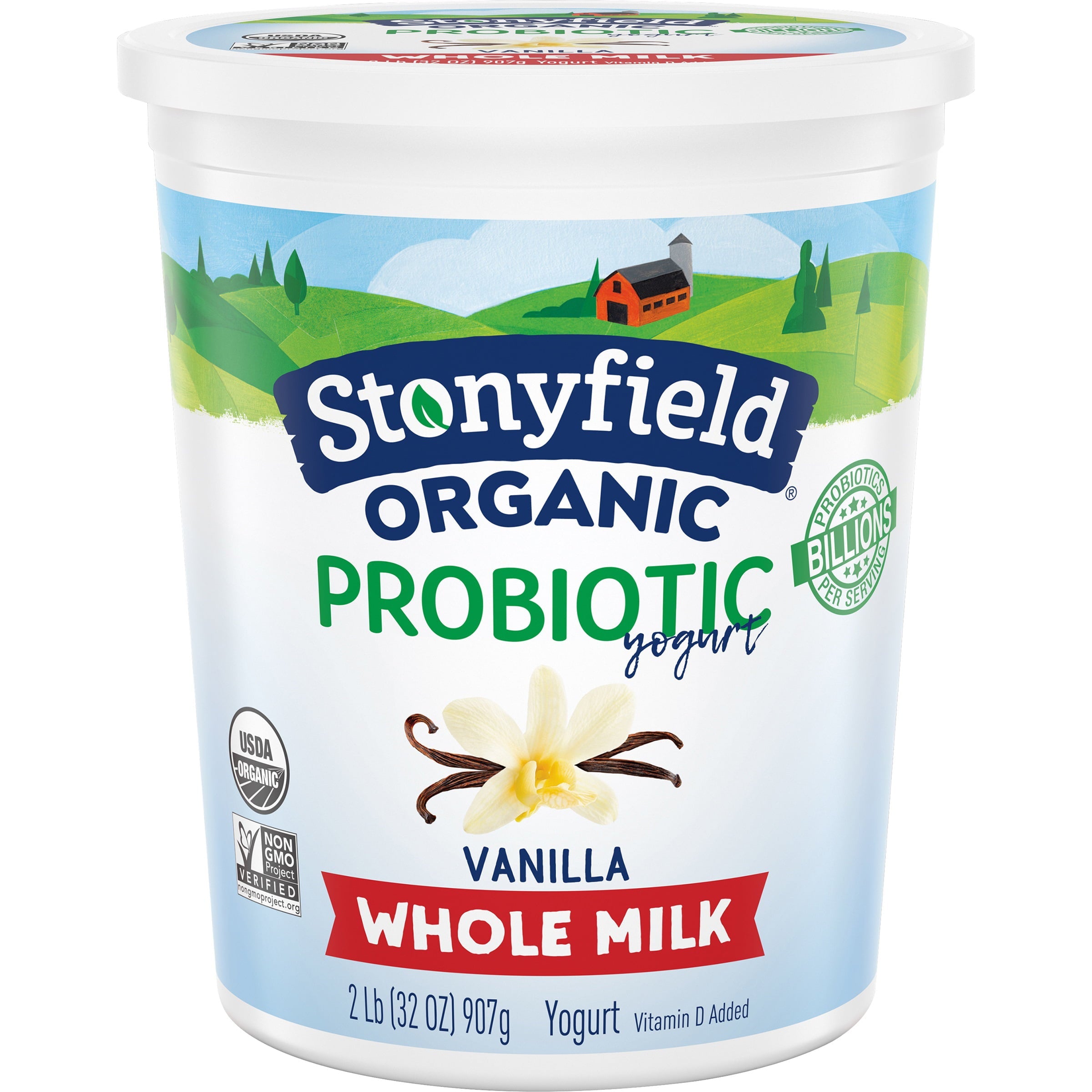Stonyfield Organic Whole Milk Vanilla Probiotic Yogurt 32 Oz