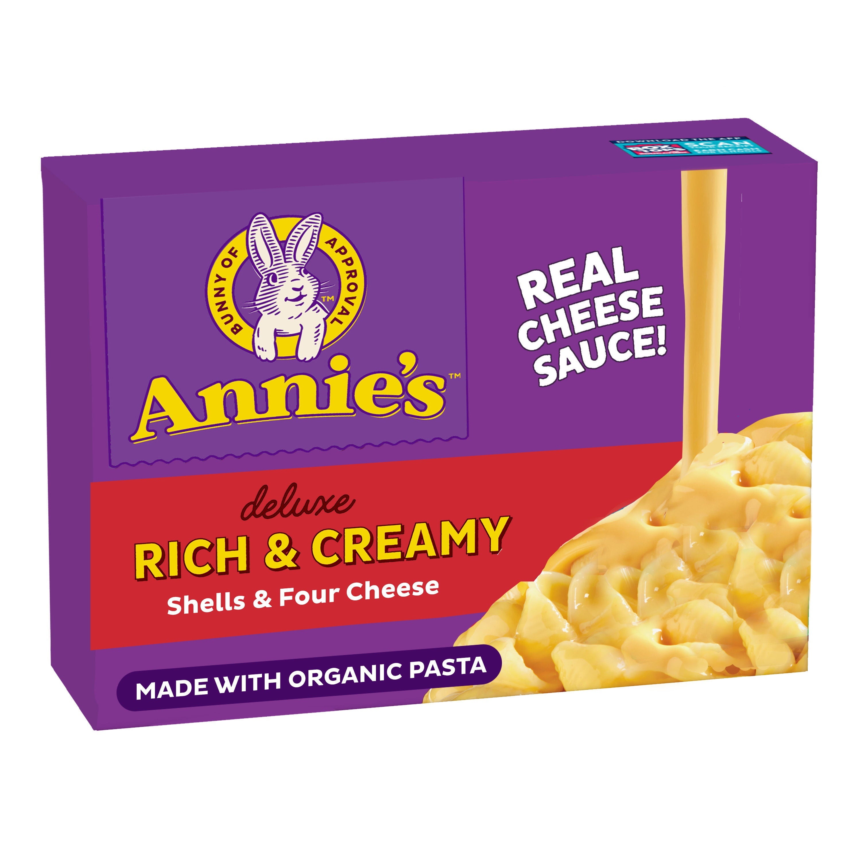 Annie's Homegrown Deluxe Rich & Creamy Shells & Four Cheese Sauce 11.3 Oz Box