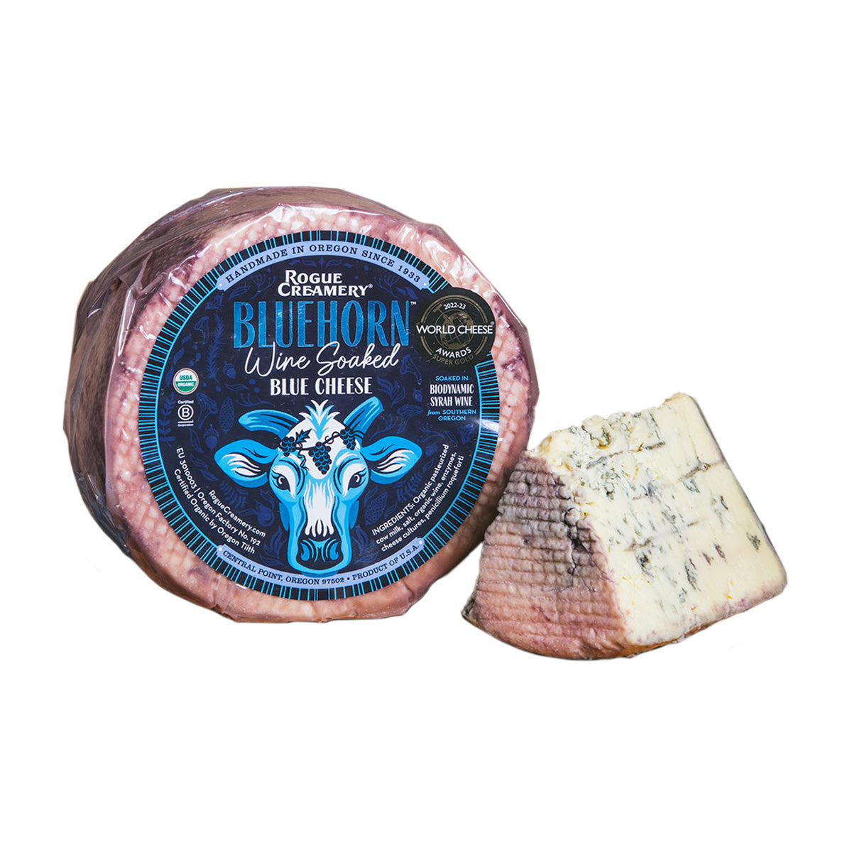 Wholesale Rogue Creamery Bluehorn Wine Soaked Blue Cheese- Bulk