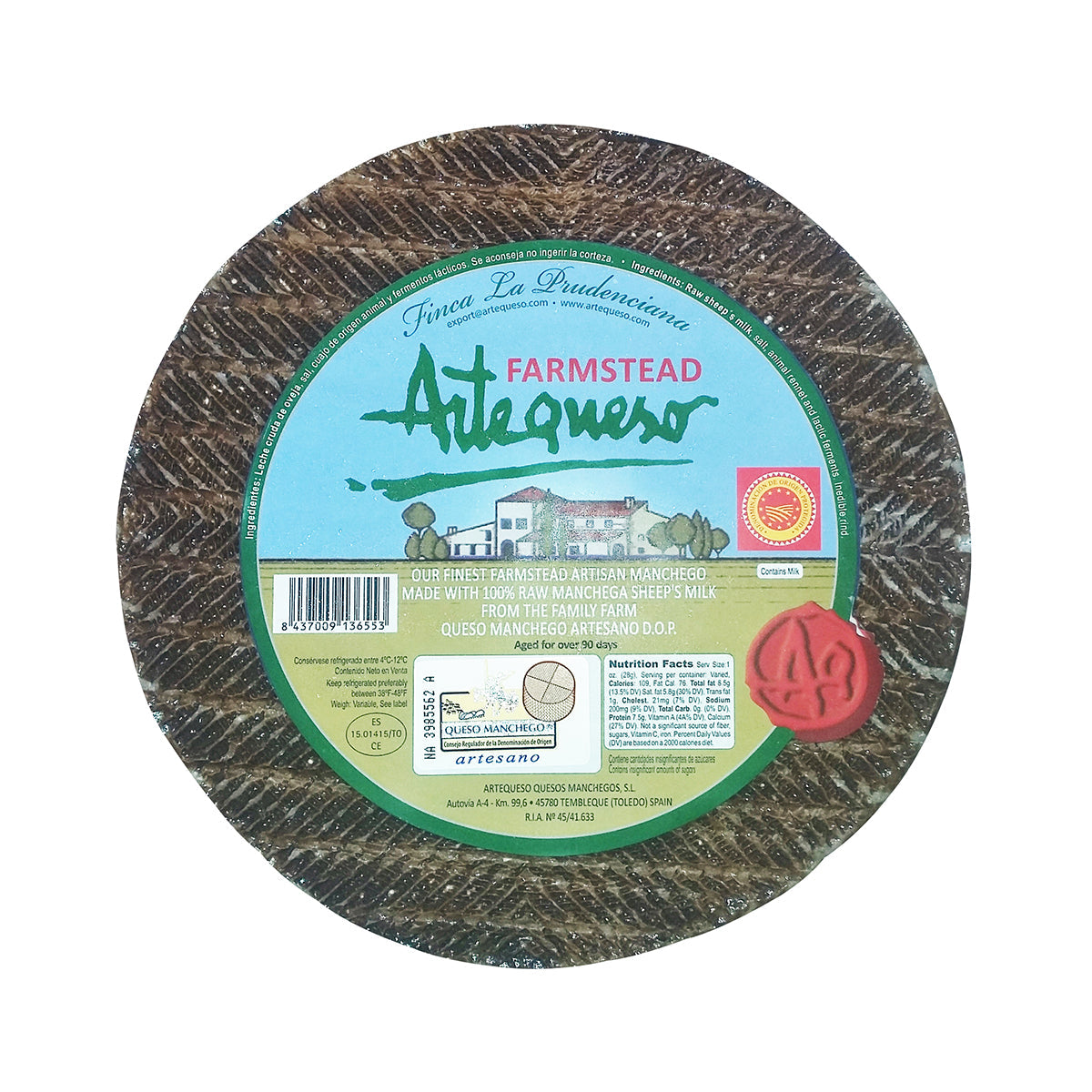Artequeso Farmstead Manchego 6 Month Aged Cheese Wheel