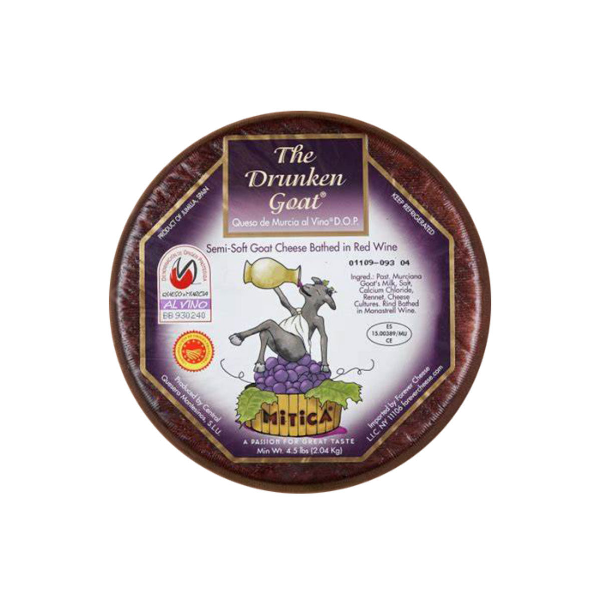 Wholesale Mitica Drunken Goat Cheese Wheel-5.5 LB Bulk