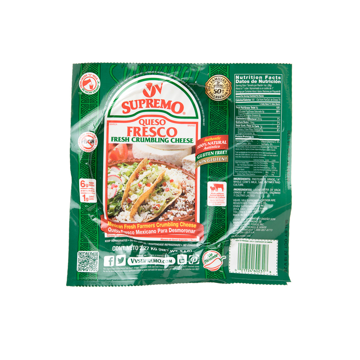 Wholesale Vv Supremo Queso Fresco Wheel- Bulk