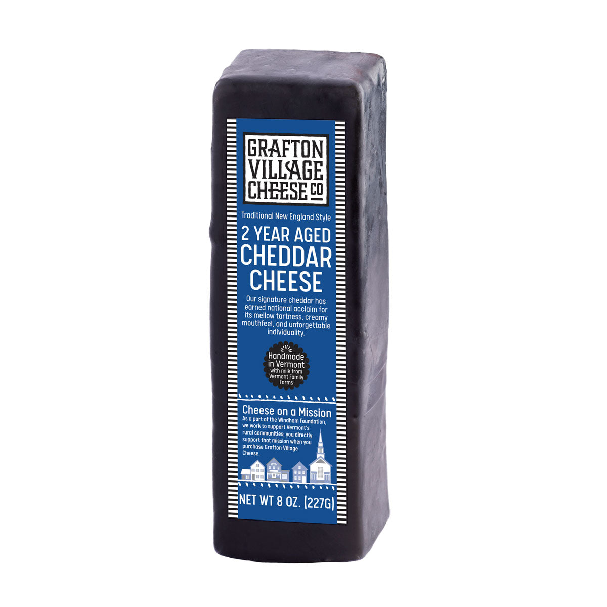 Wholesale Grafton Village Cheese 2 Year Cheddar Waxed Bars 8 OZ-12ct Case Bulk