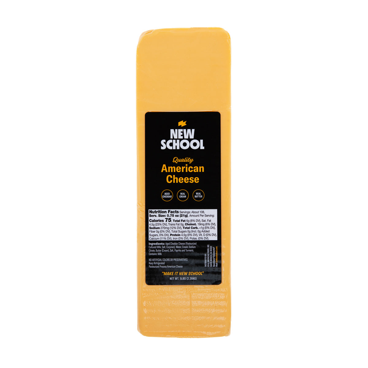 Wholesale New School American American Cheese Loaf- Bulk