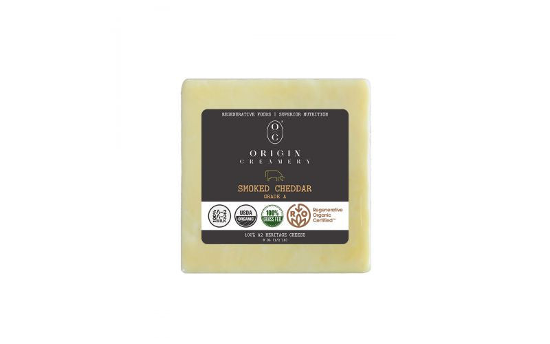 Wholesale Origin Milk Organic A2 Smoked Cheddar Block 8 Oz- Bulk