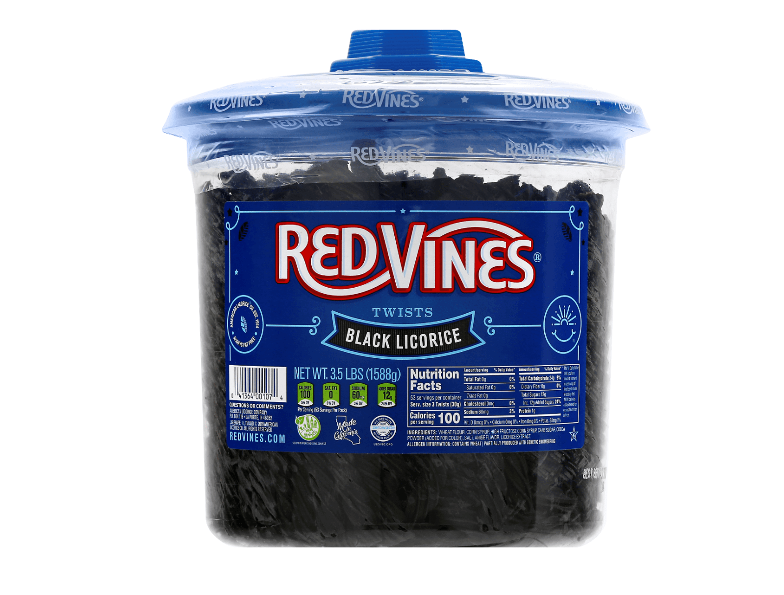 Red Vines Chewy Black Licorice Twists 3.5lb Jar