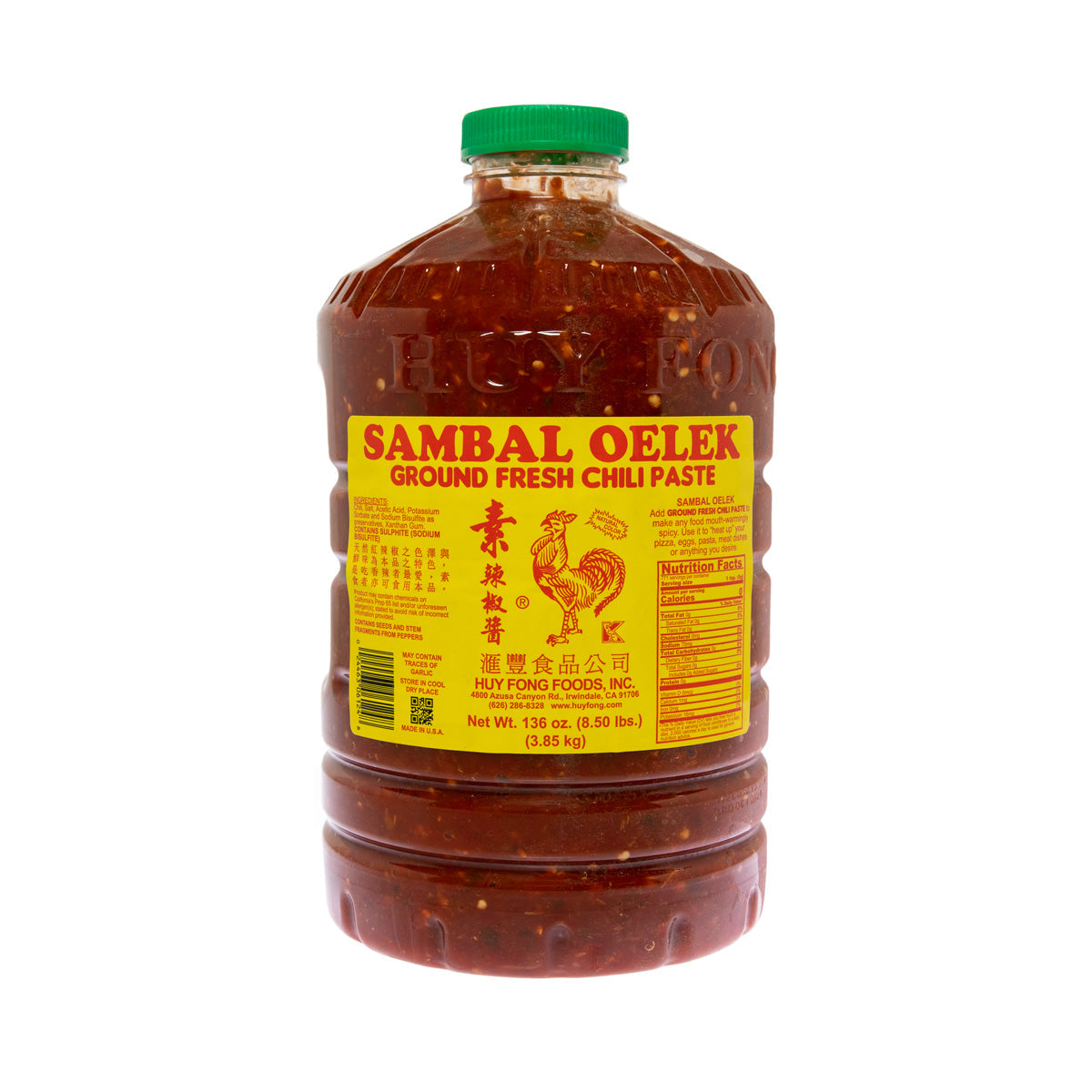 Huy Fong Sambal Oelek Chilli Paste 8.5 Lb Bottle Bulk