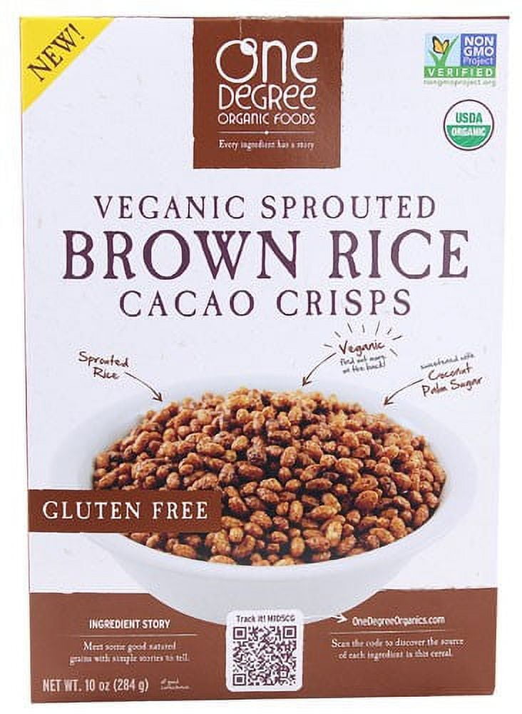One Degree Veganic Sprouted Brown Rice Cacao Crisps Cereal 10 Oz Pack