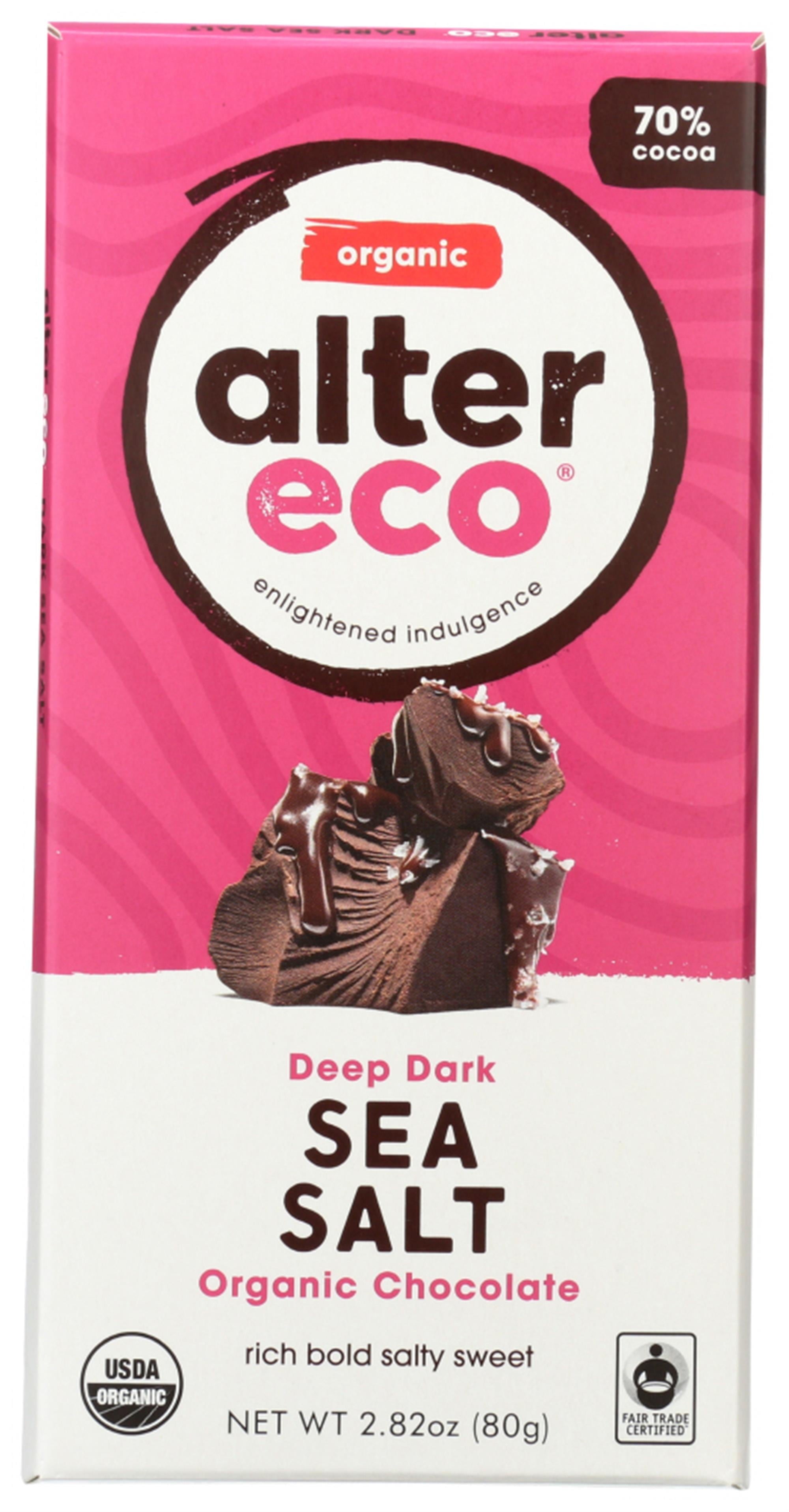 Alter Eco Chocolate Deep Dark Sea Salt 2.82 Oz Bar