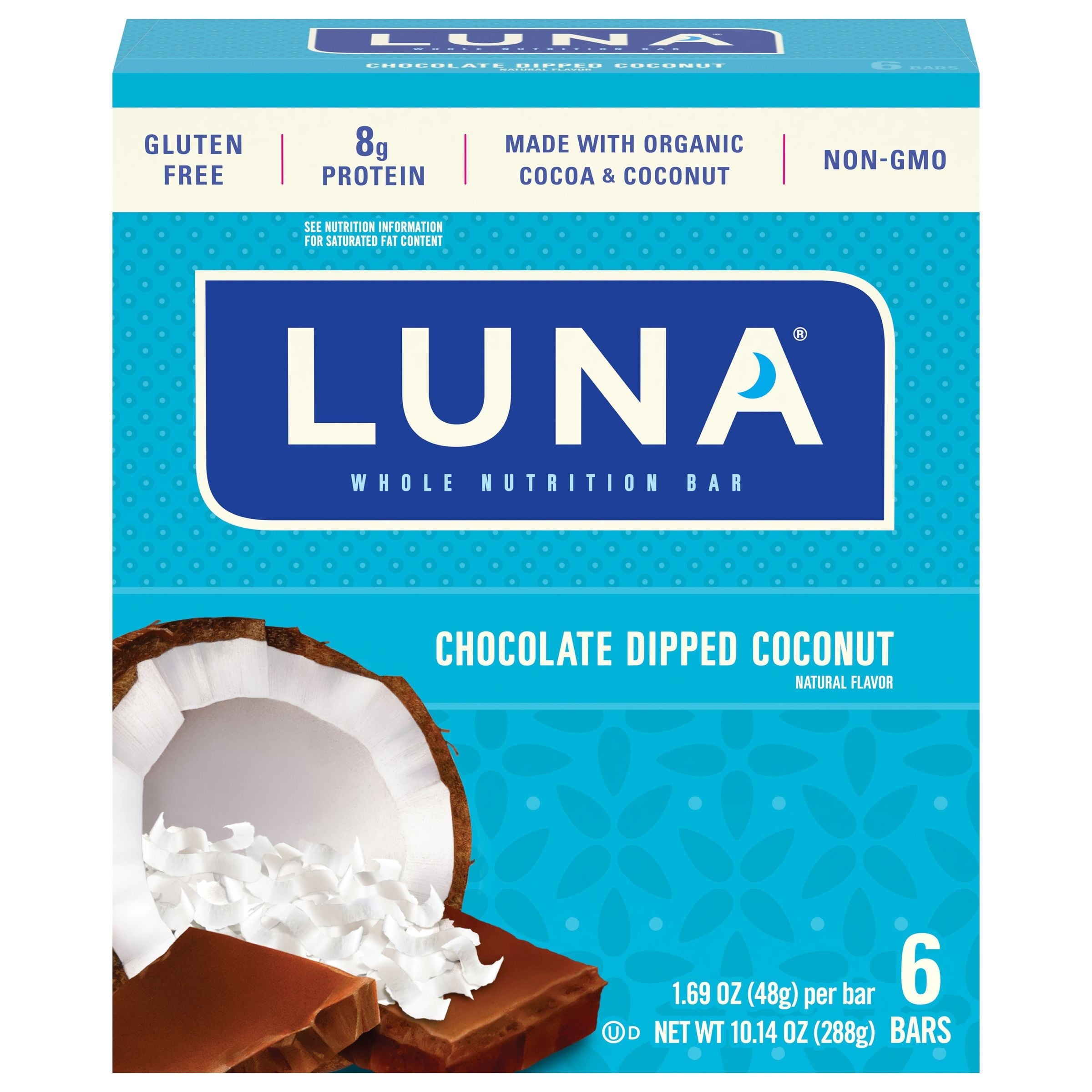Luna Chocolate Dipped Coconut Nutrition Bar 10.14 OZ