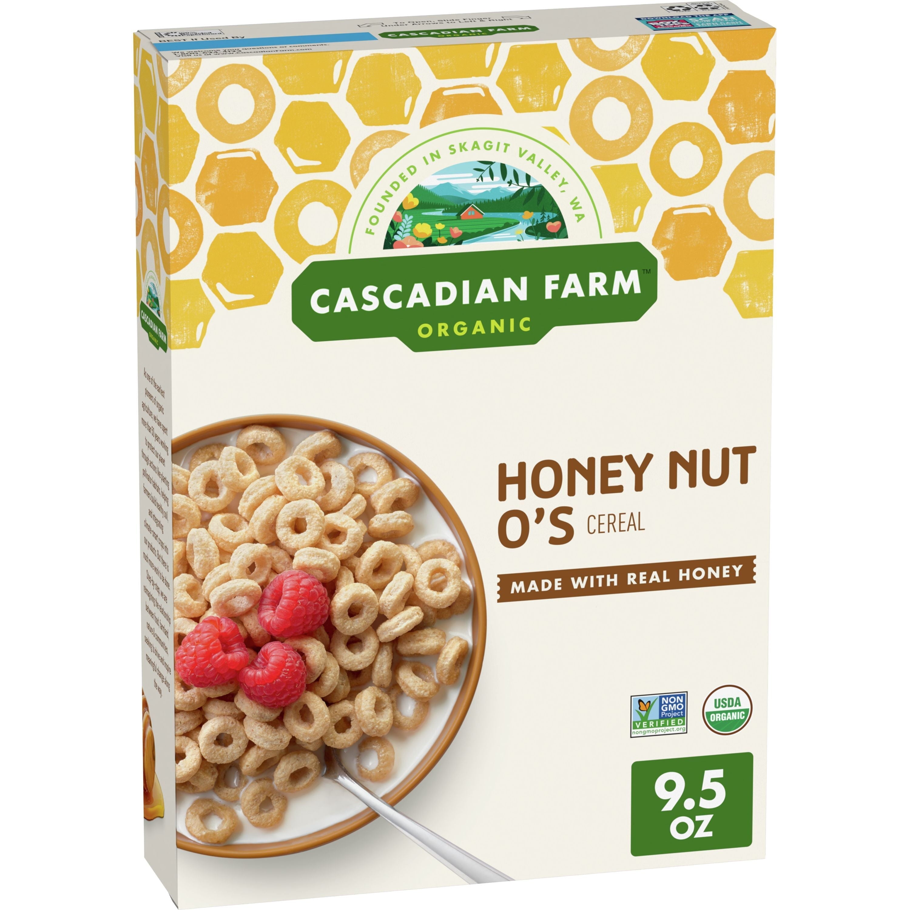 Cascadian Farms Organic Honey Nut O's Cereal 9.5 Oz Box