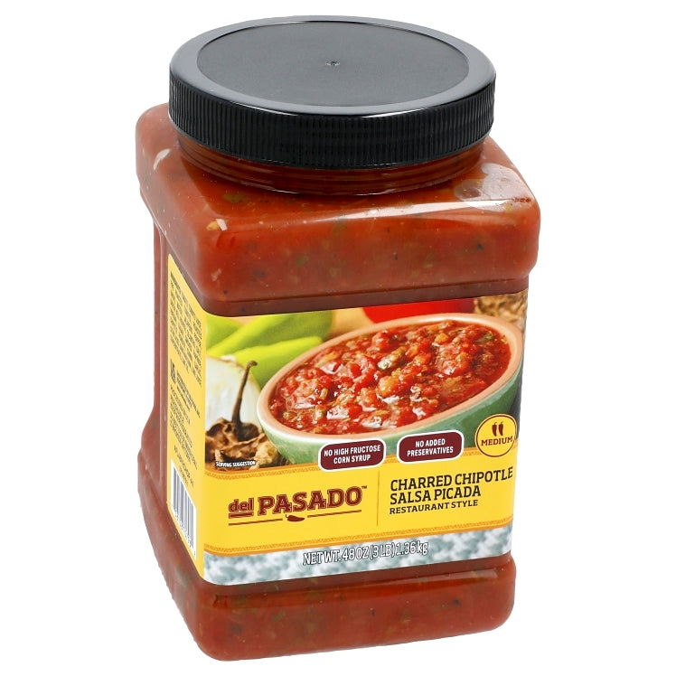 Del Pasado Salsa, Chipotle Charred Medium Plastic Tub Ref Picada Sauce