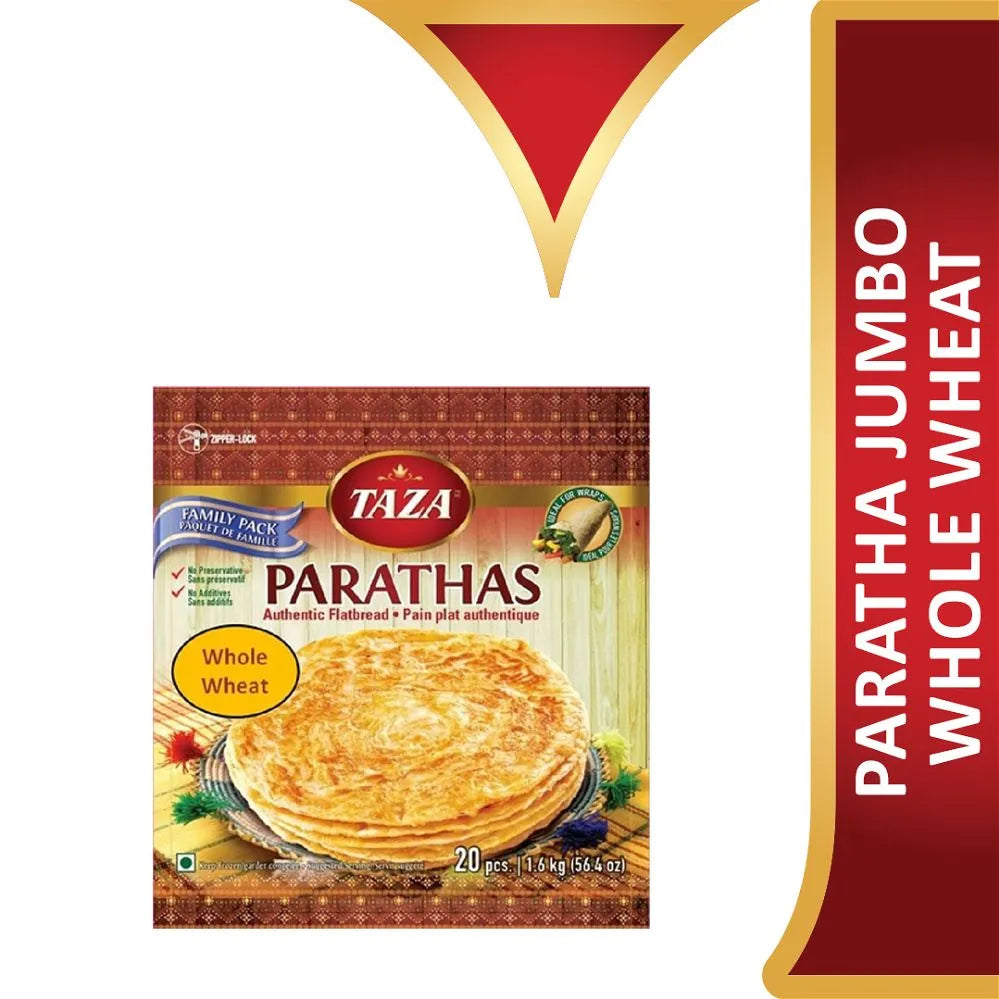 Wholesale Taza Foods Whole Wheat Paratha 20pc- Bulk