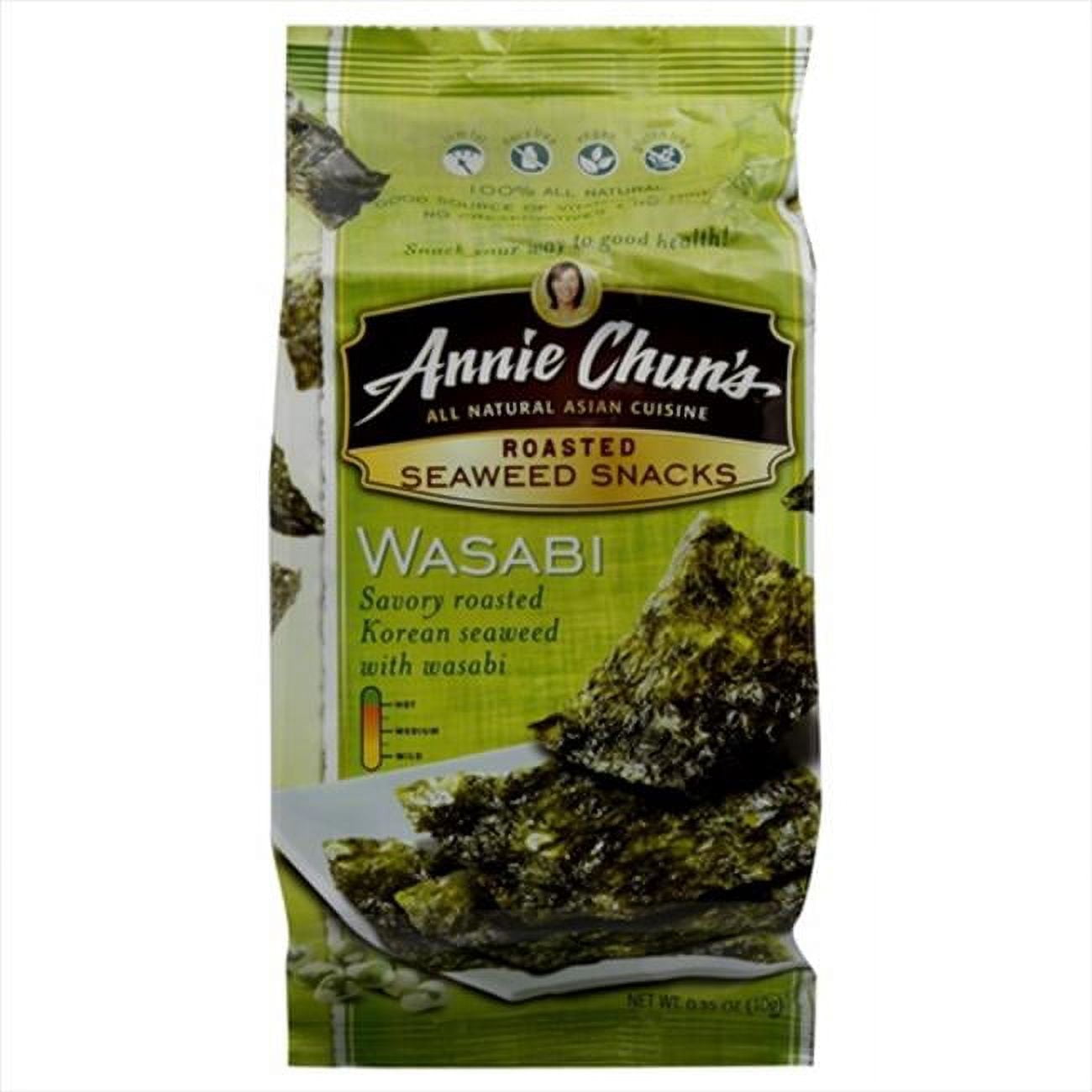 Annie Chun's Roasted Seaweed Snacks, Wasabi, 0.35 oz Bag