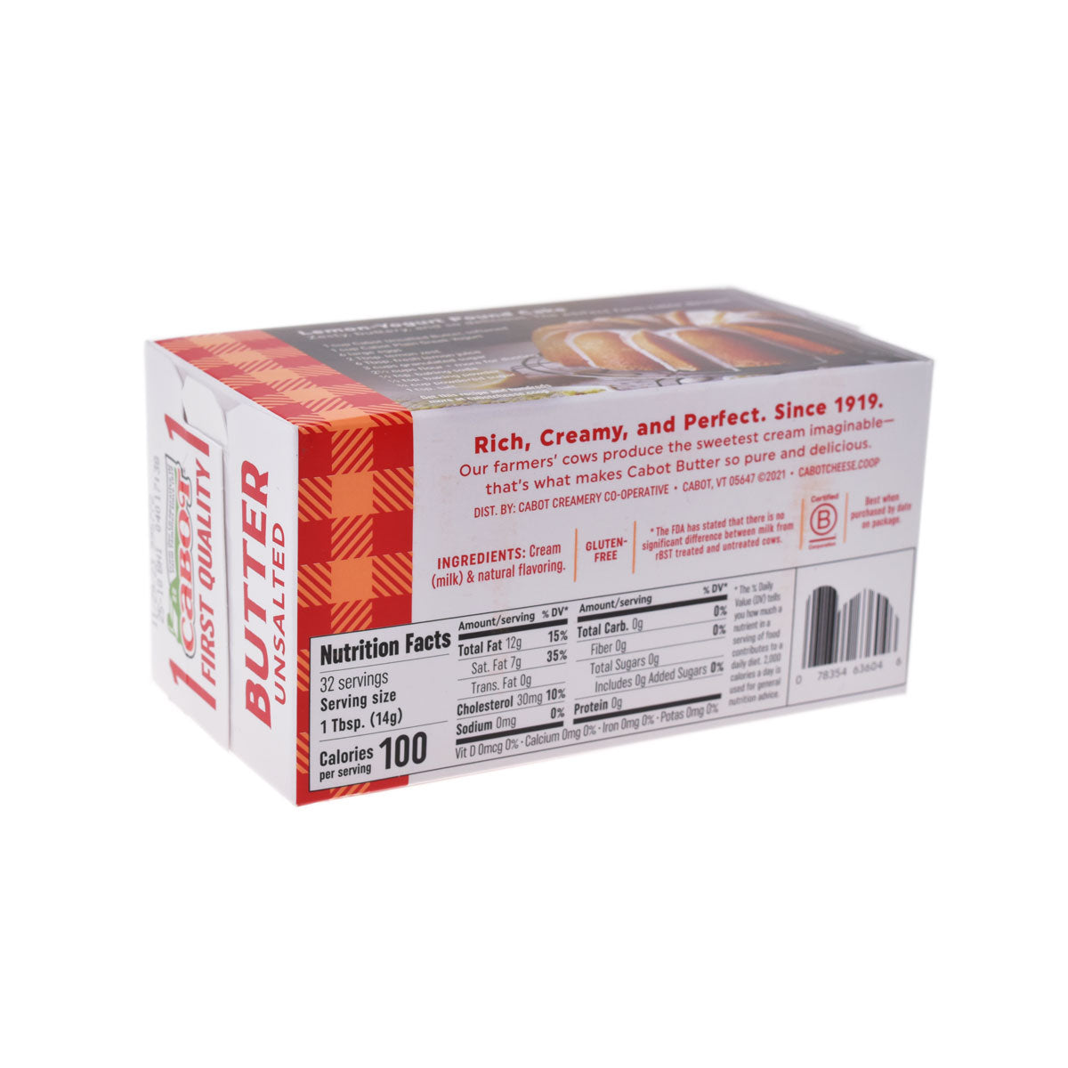 Wholesale Cabot Creamery Sweet Butter Quarters 1 lb Box- Bulk