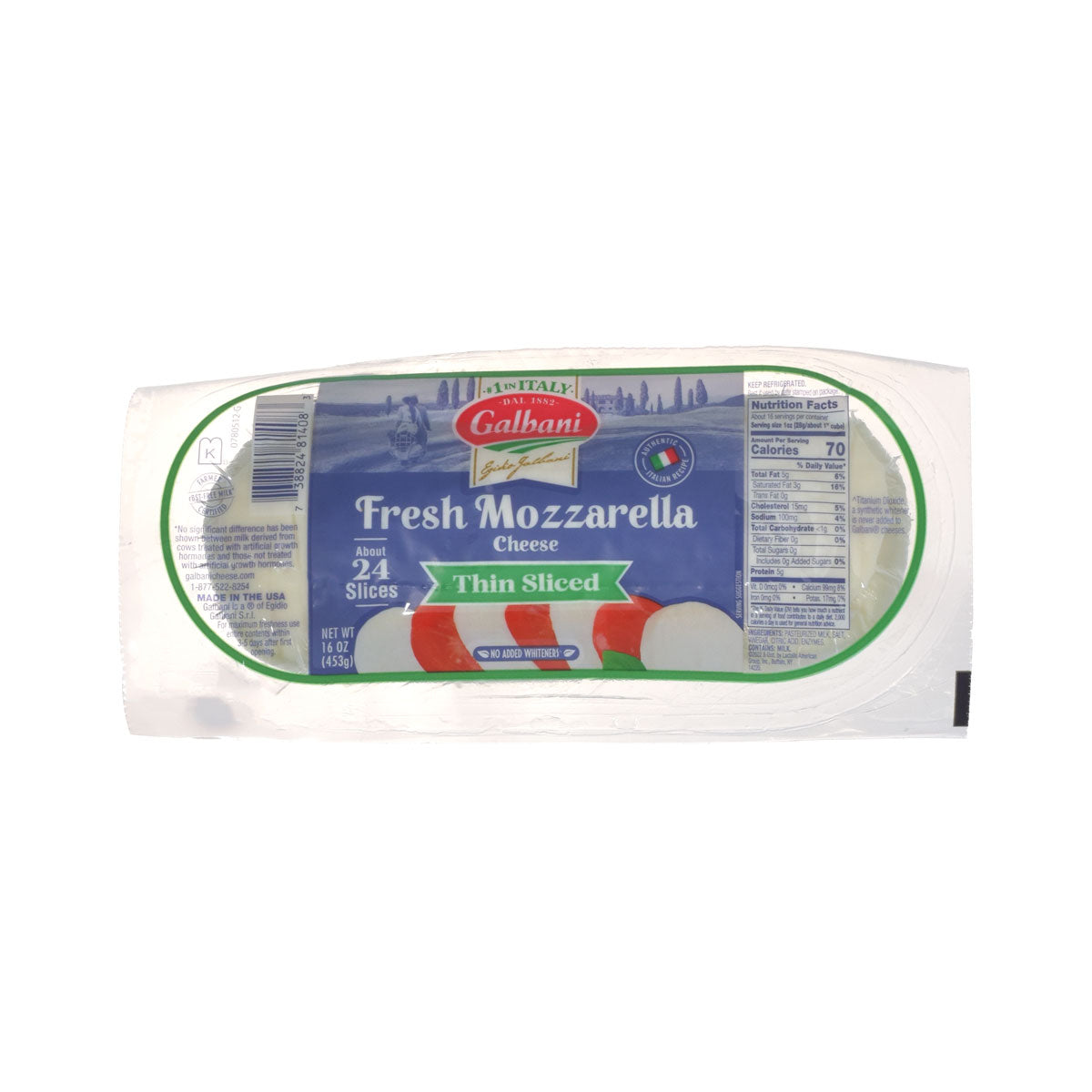 Galbani Sliced Mozzarella Cheese Logs 1 LB