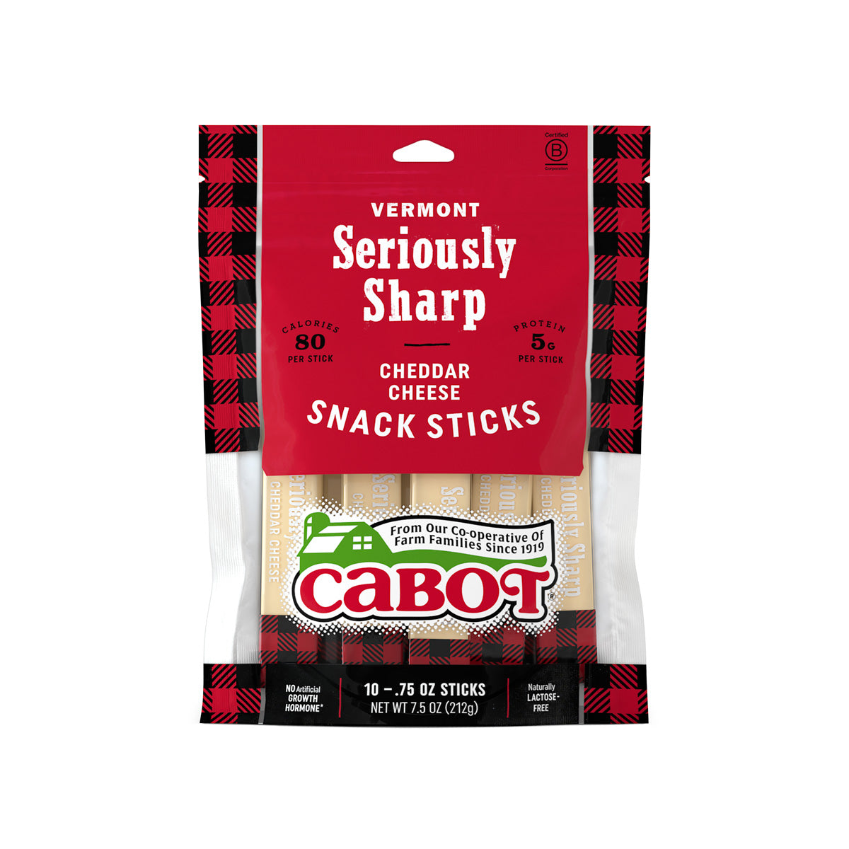 Cabot Creamery Sharp Cheddar Snacking Sticks 7.5 Oz Bag