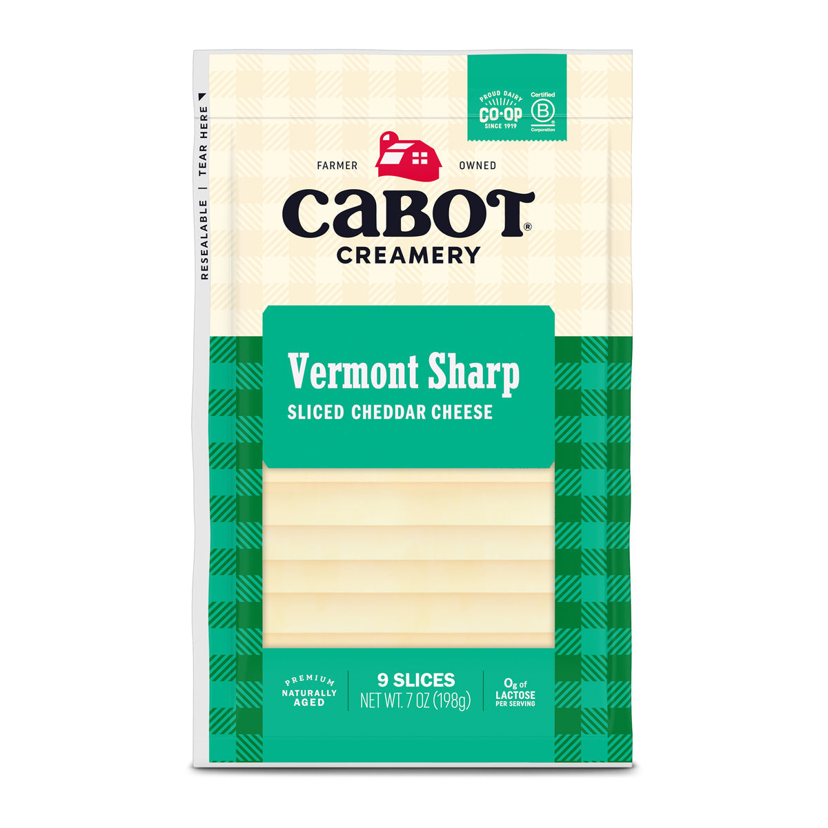 Cabot Creamery Sharp White Sliced Cheddar 7oz Packet
