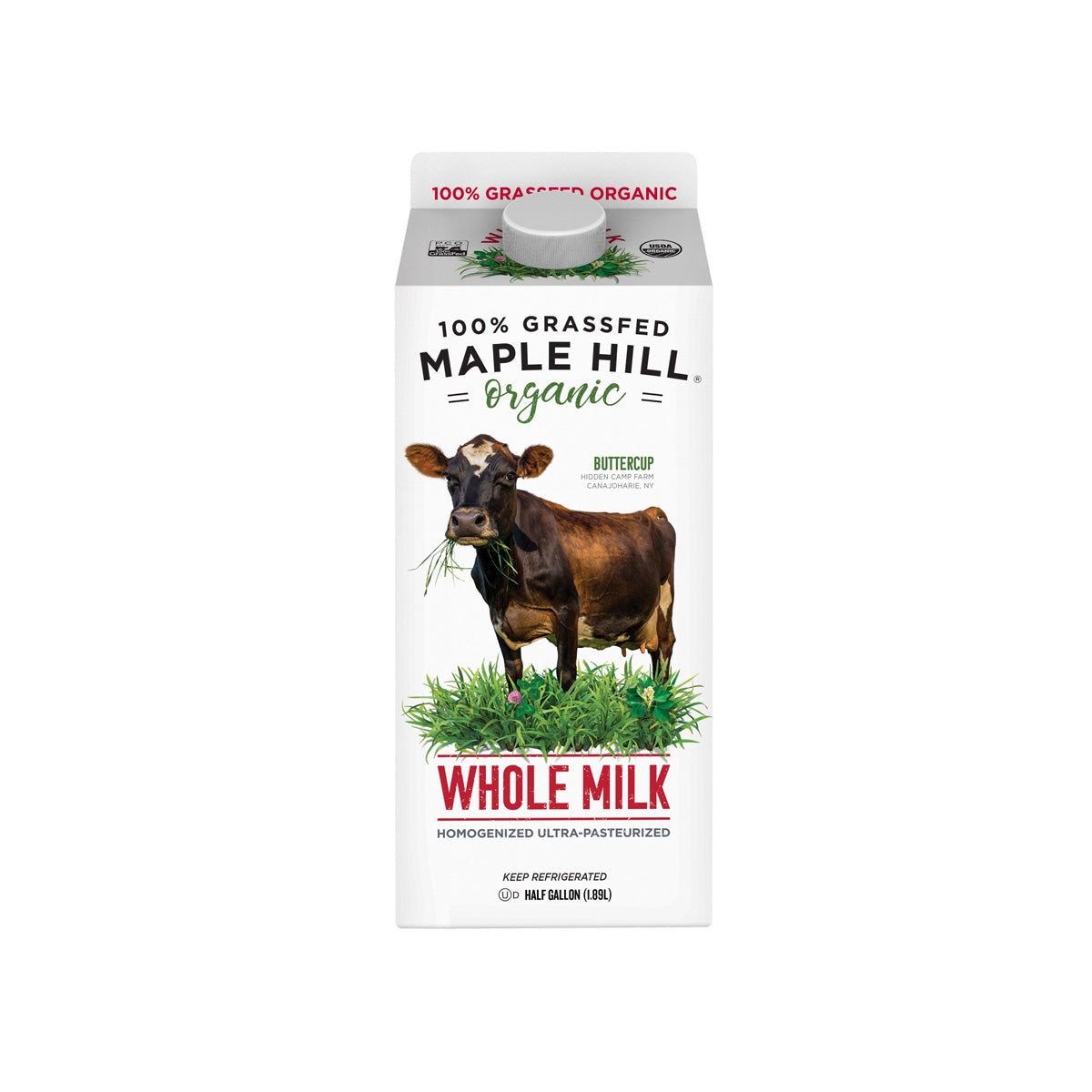 Maple Hill Creamery Organic Grassfed Whole Milk 1/2 Gal Carton