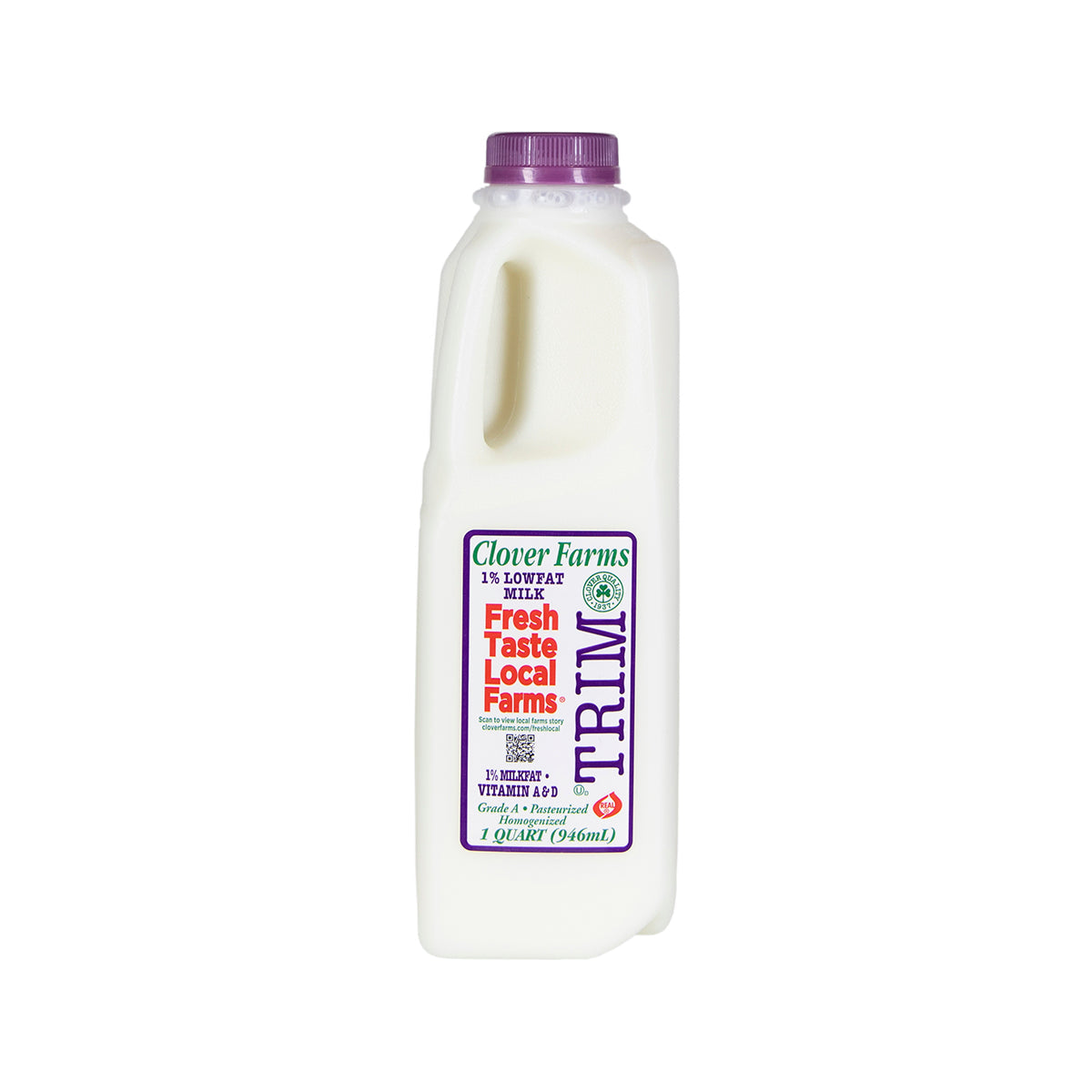 Wholesale Clover Farms Dairy 1% Milk 1 QT- Bulk
