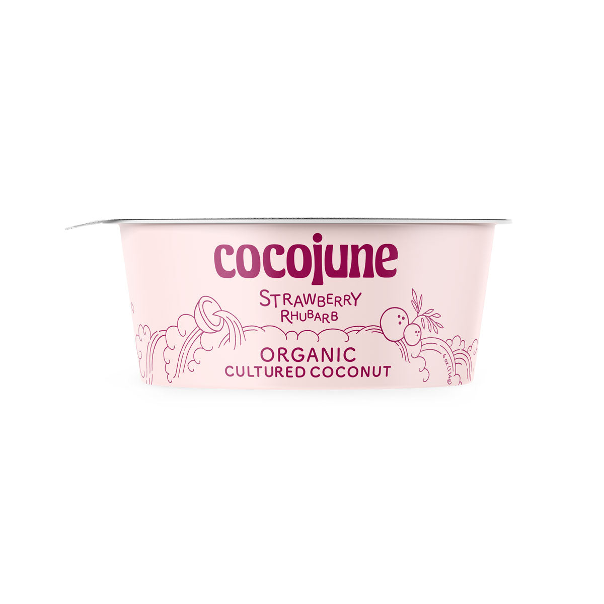 Wholesale Cocojune Organic Vegan Strawberry Rhubarb Coconut Yogurt 4 OZ- Bulk