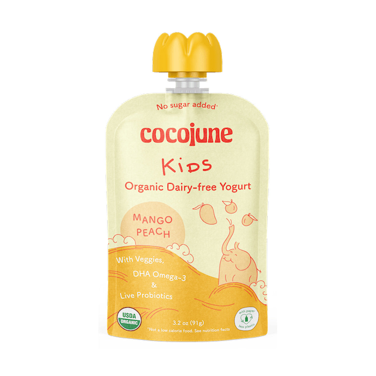 Wholesale Cocojune Peach Mango Coconut Yogurt Kids Pouch 3.2 OZ-8ct Case Bulk