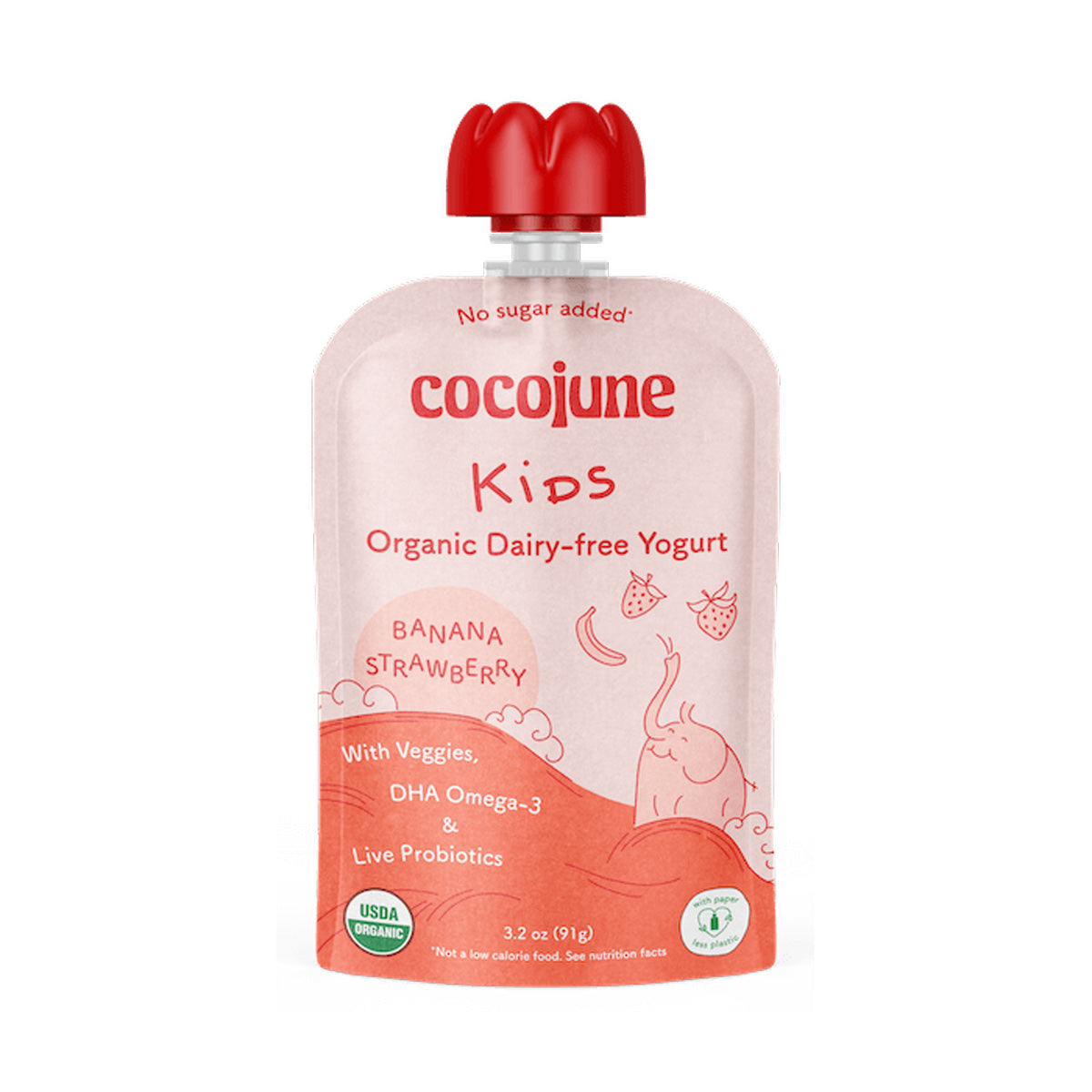 Cocojune Strawberry Banana Coconut Yogurt Kids Pouch 3.2 OZ